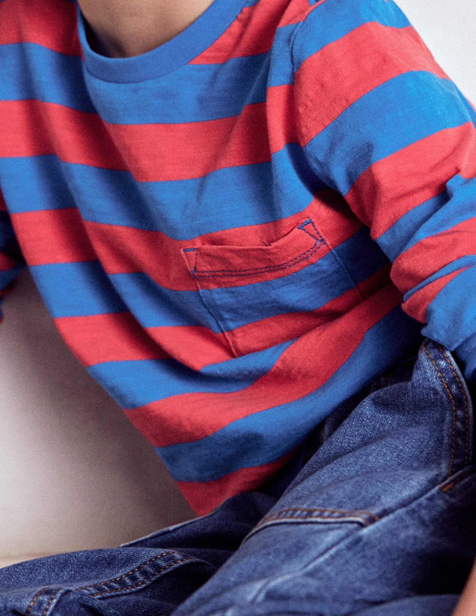 Everyday Long Sleeve T-Shirt-Kingfisher Blue/ Jam Red - Image 2