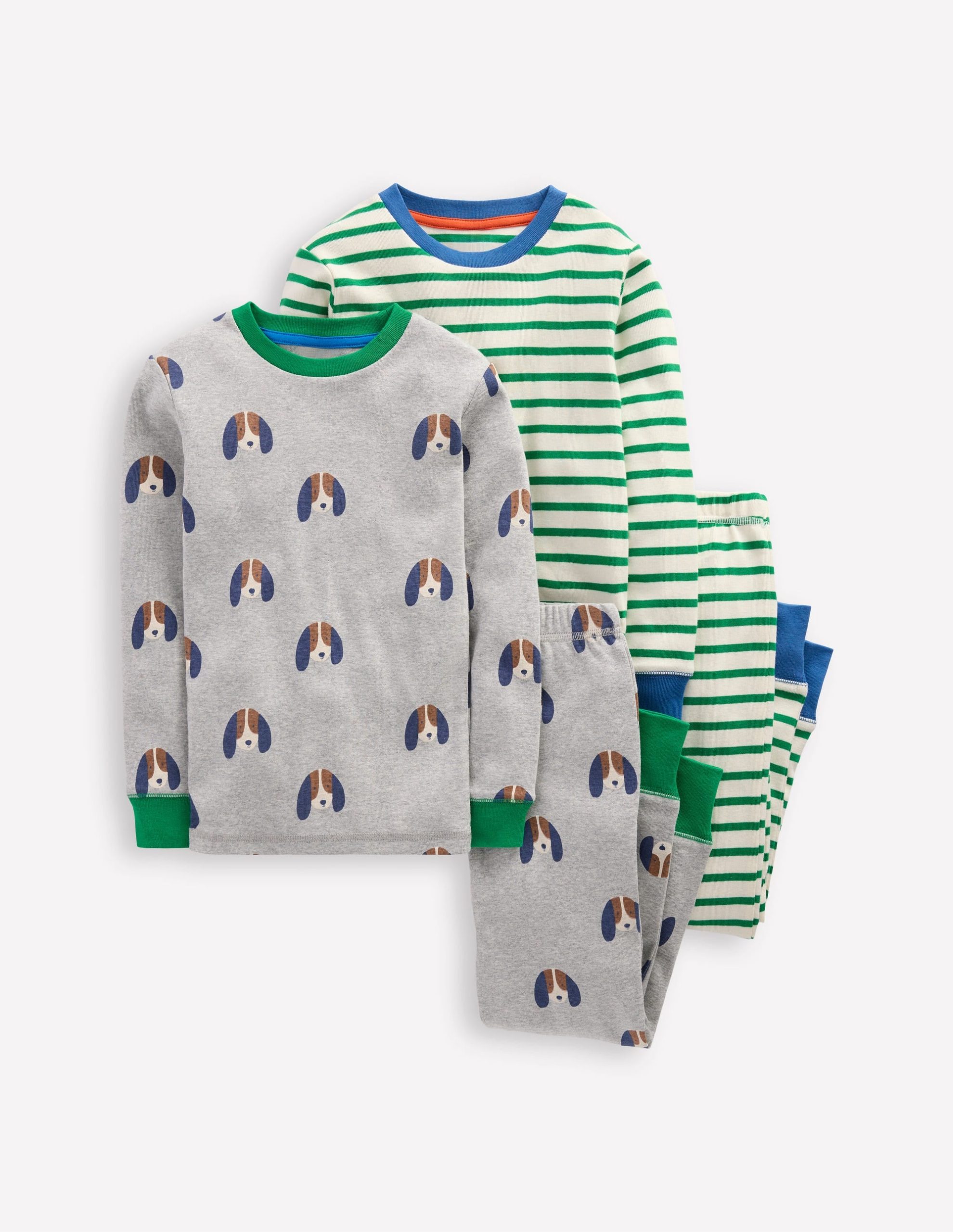 Snug Twin Pack Pajamas-Pups and Stripe