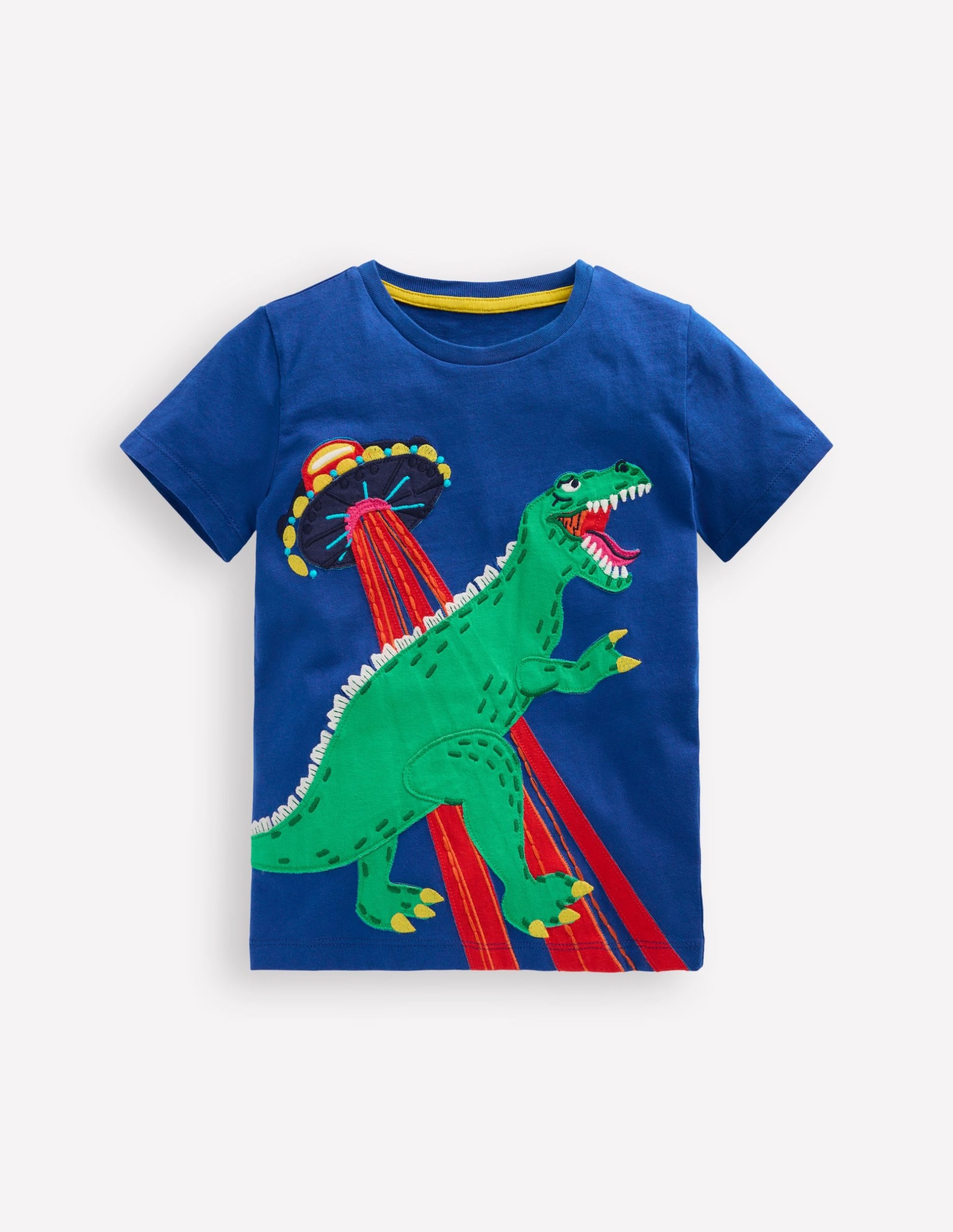 Short Sleeve Appliqu?? T-shirt-Dino Space - Image 2