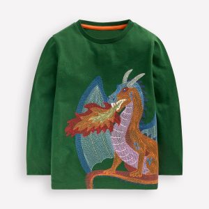 Longsleeve Superstitch T-shirt-Shady Green Dragon