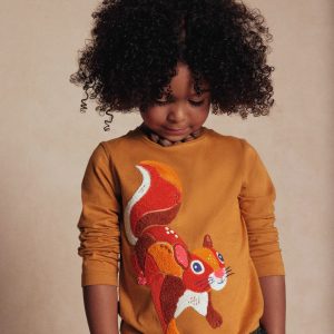 Long Sleeve Boucl?? T-shirt-Toffee Brown Squirrel