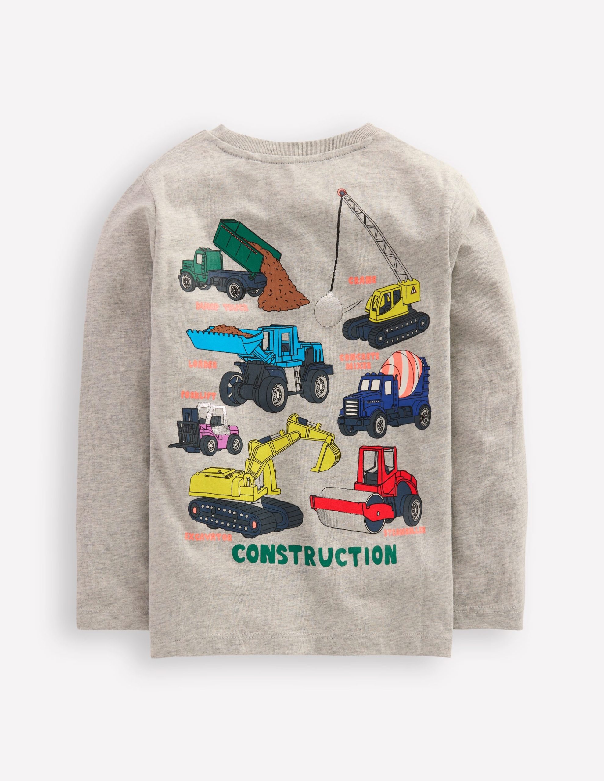 Front & Back Printed T-shirt-Grey Marl Vehicles - Image 2