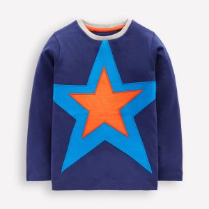 Star Appliqu?? T-shirt-College Navy Star