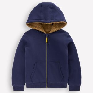 Reversible Borg Hoody-College Navy