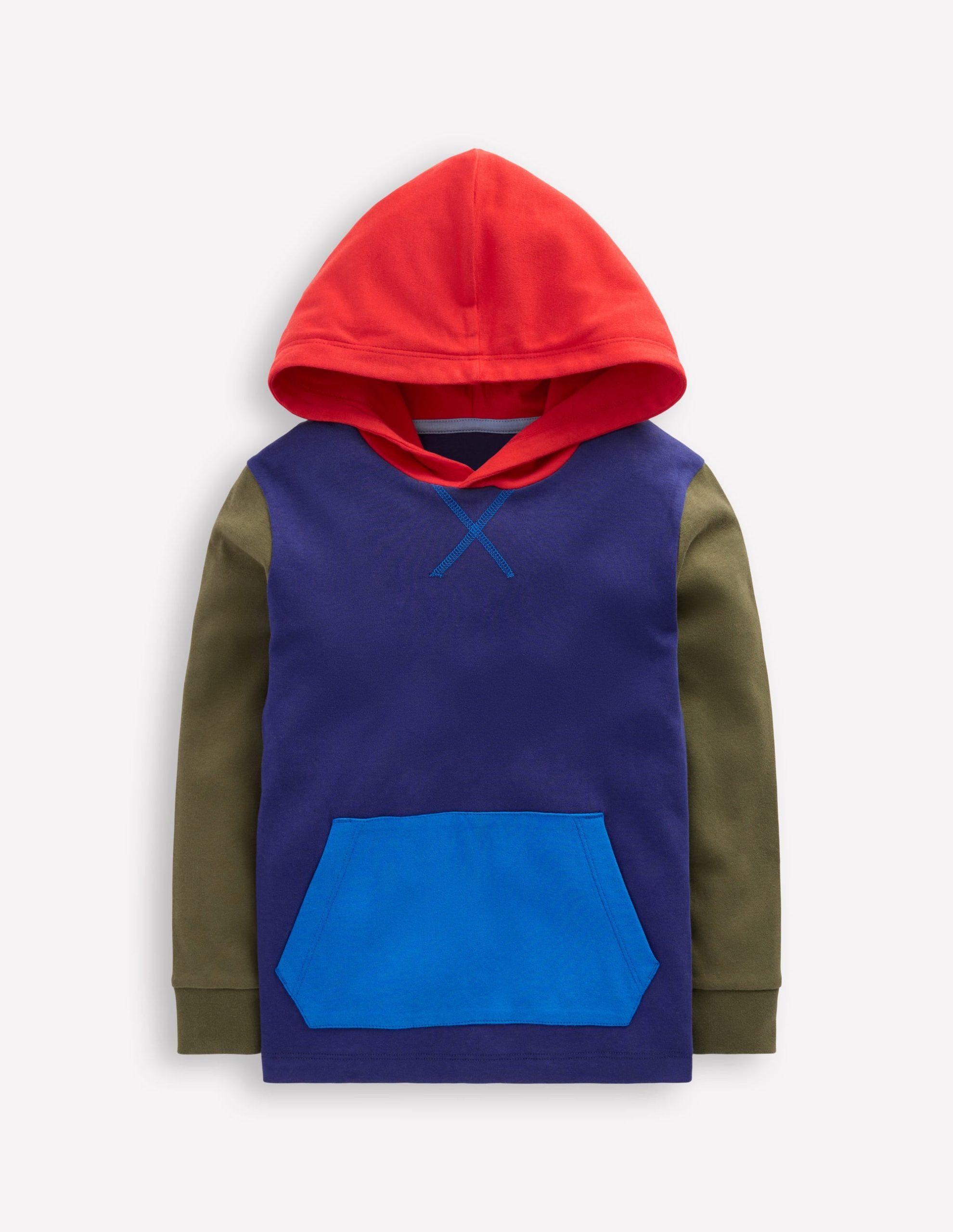 Hooded Mid-weight T-shirt-Starboard Blue/ Woodland Green - Image 4