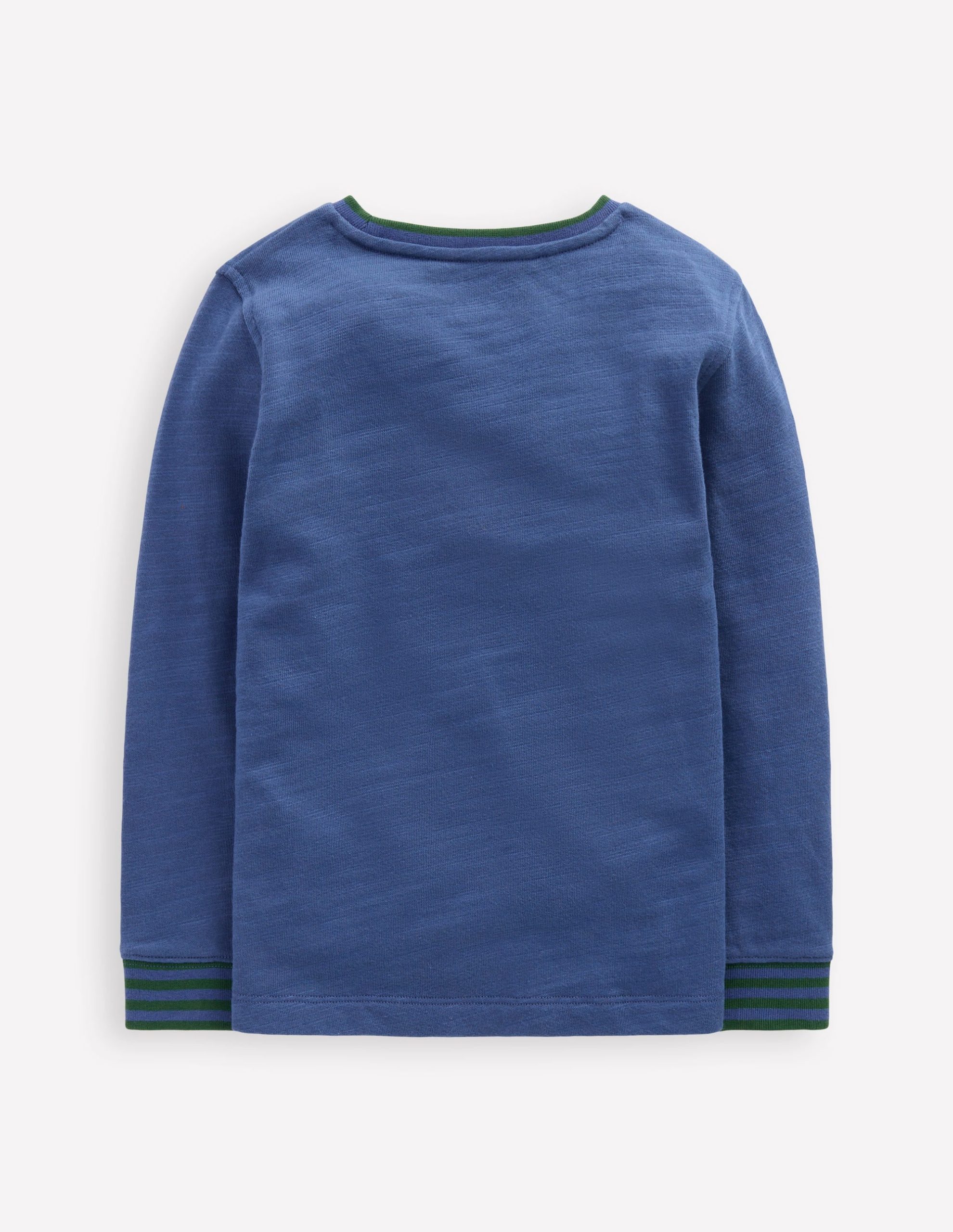 Cosy Mid-weight T-shirt-Denim Blue/ Emerald Night - Image 2