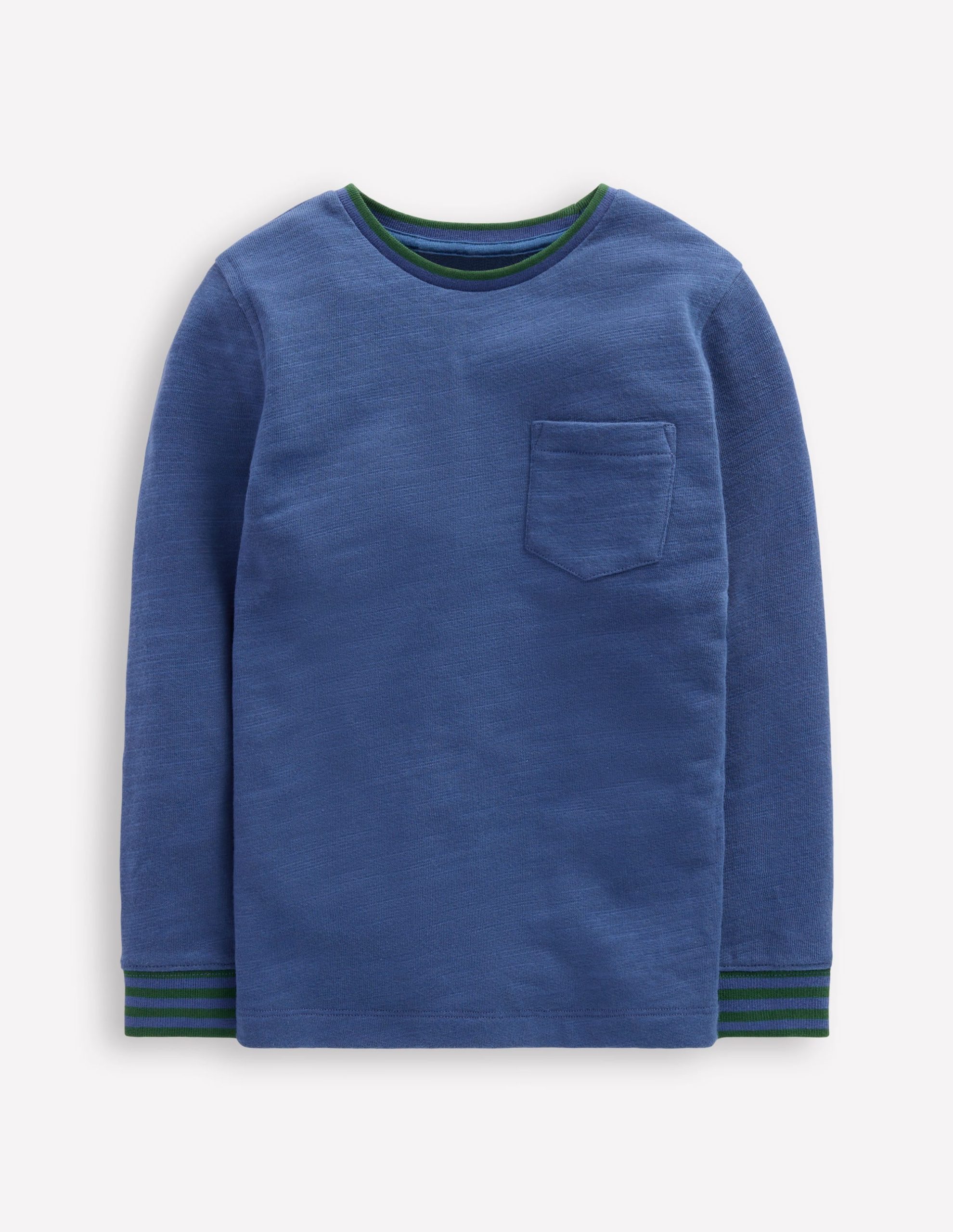 Cosy Mid-weight T-shirt-Denim Blue/ Emerald Night
