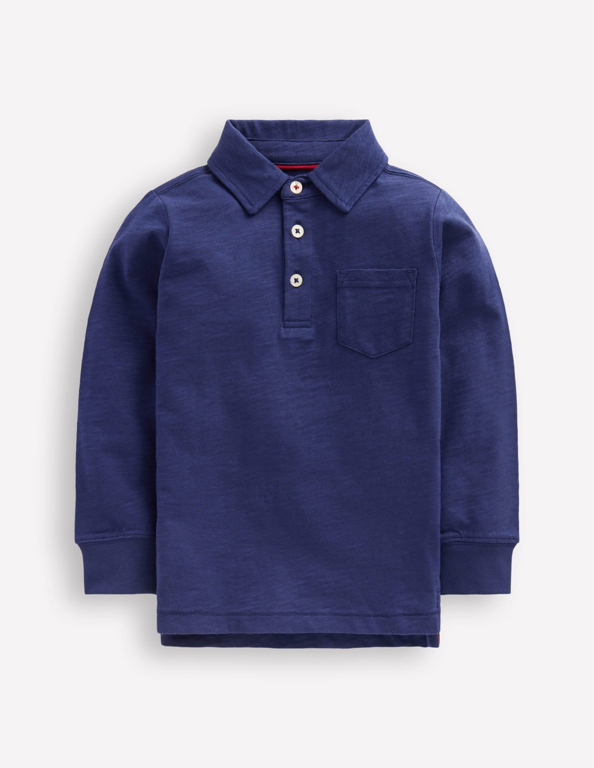 Long Sleeve Slub Polo-College Navy