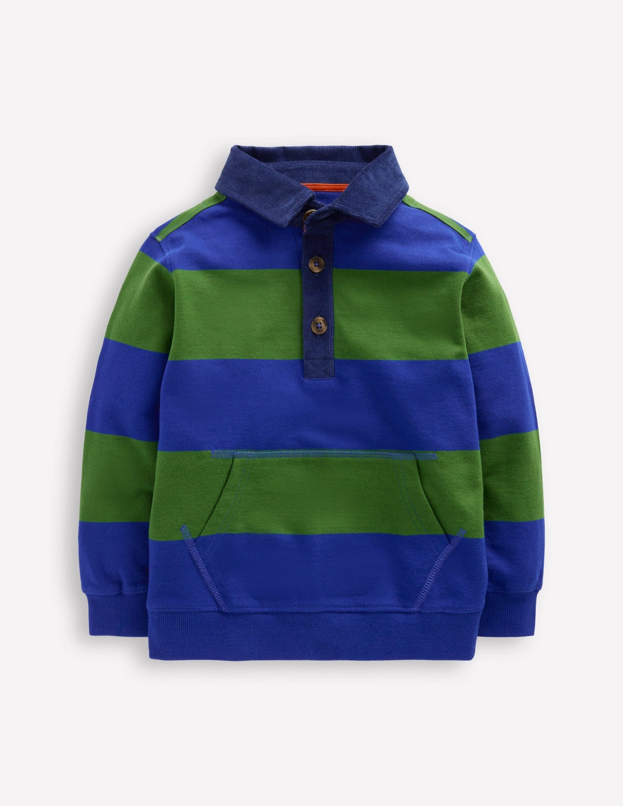 Collared Sweatshirt-Broccoli Green/ Bright Blue