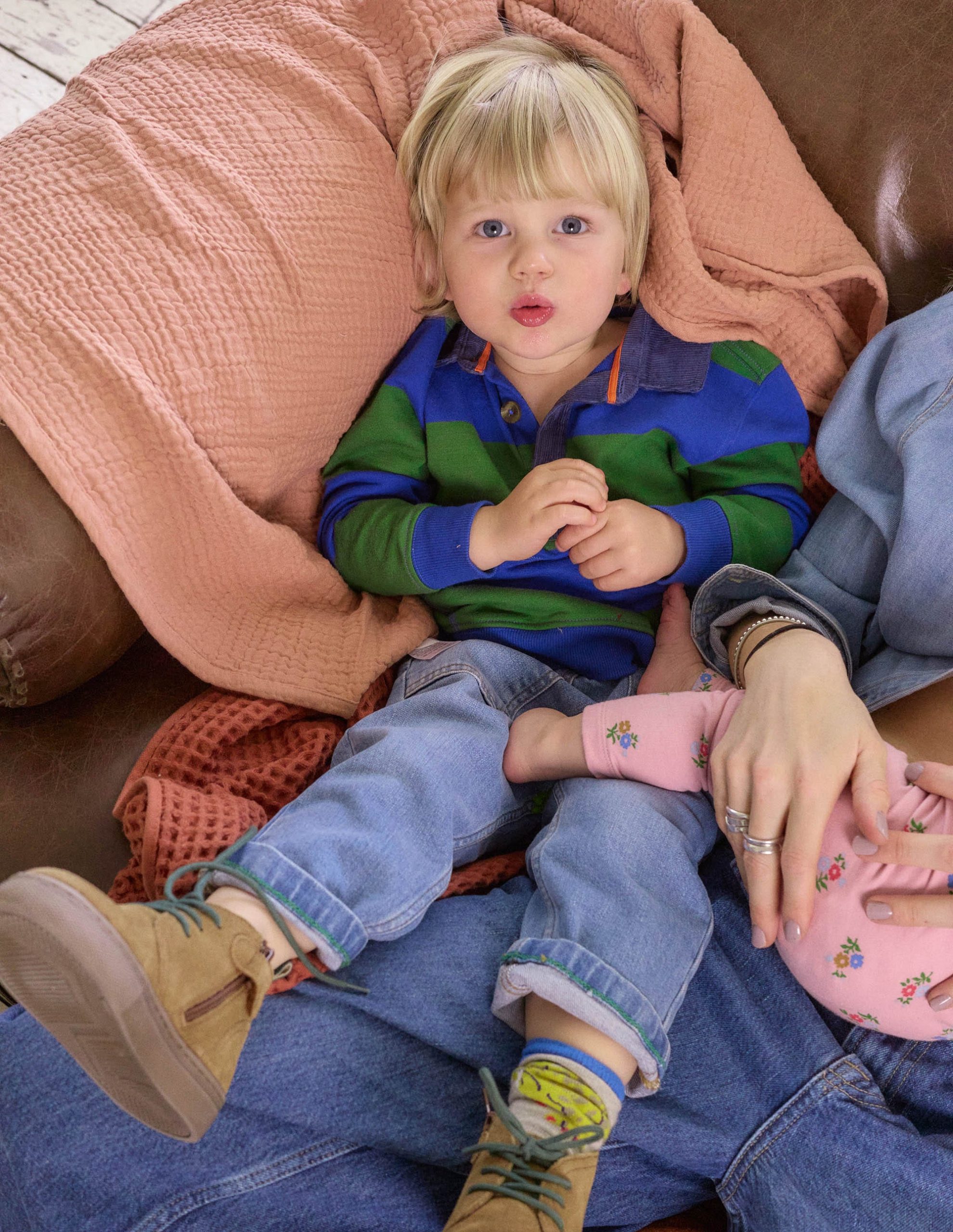 Collared Sweatshirt-Broccoli Green/ Bright Blue - Image 3