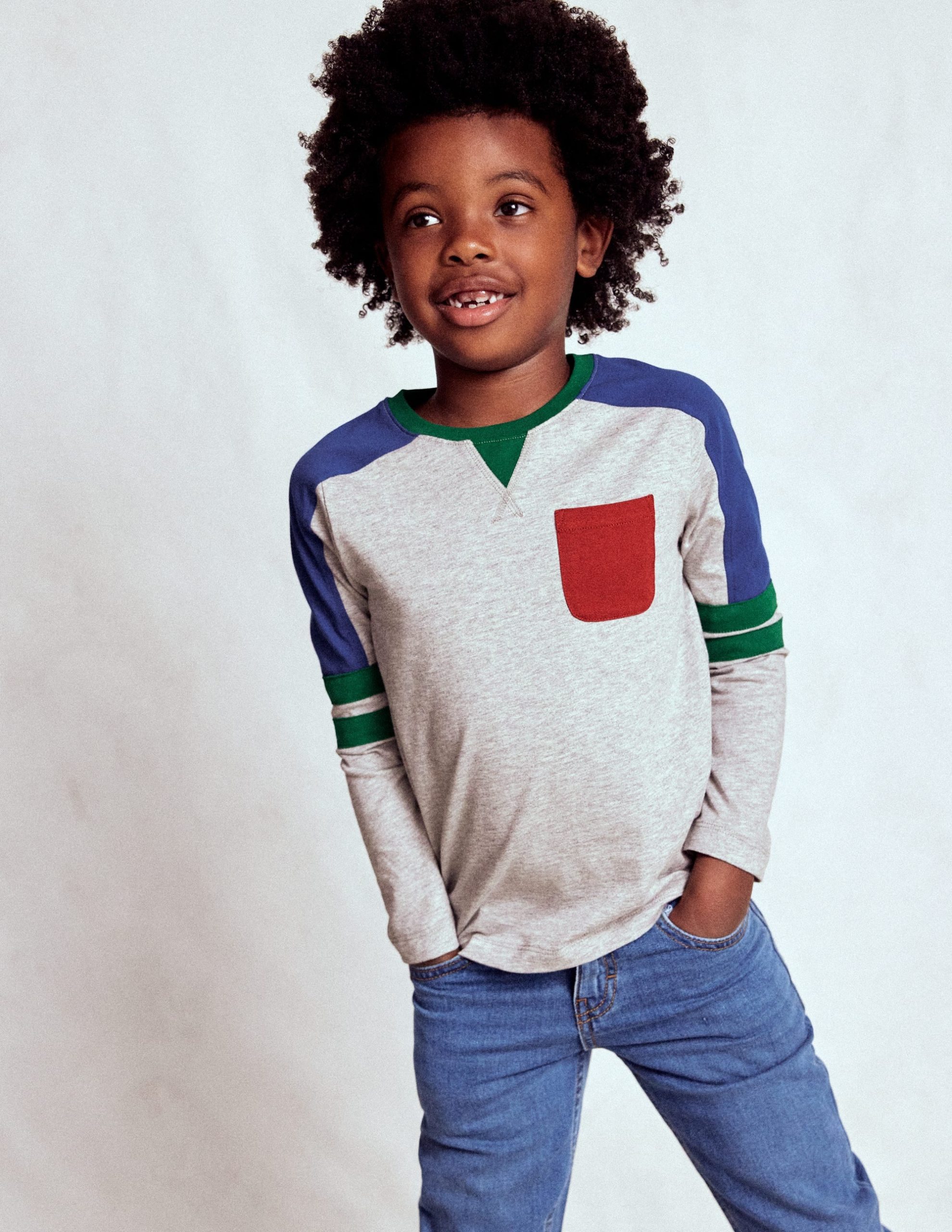 Colour Block T-shirt-GREY MARL COLOURBLOCK