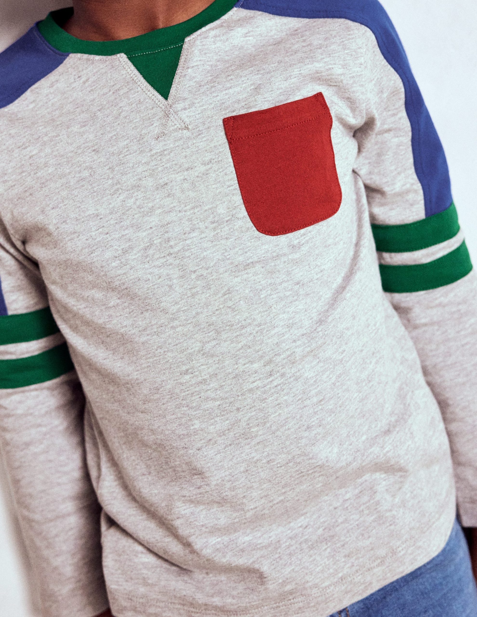 Colour Block T-shirt-GREY MARL COLOURBLOCK - Image 3