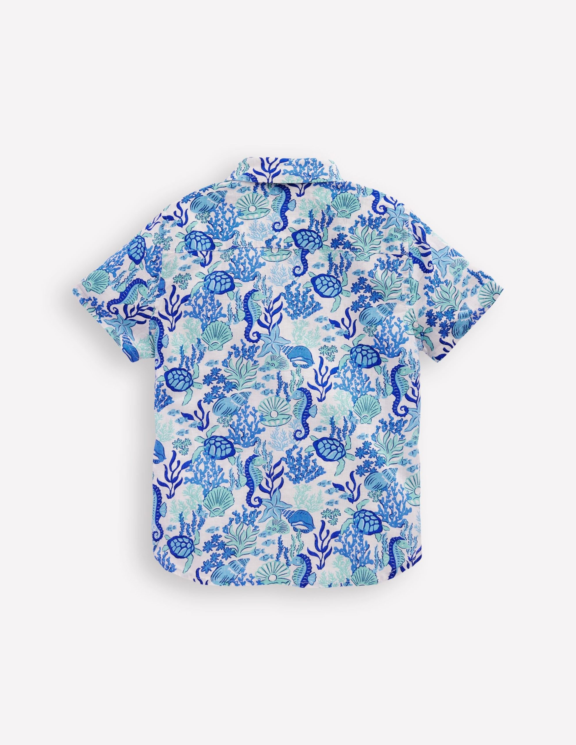 Cotton Linen Shirt-Blue Coral Cove - Image 2