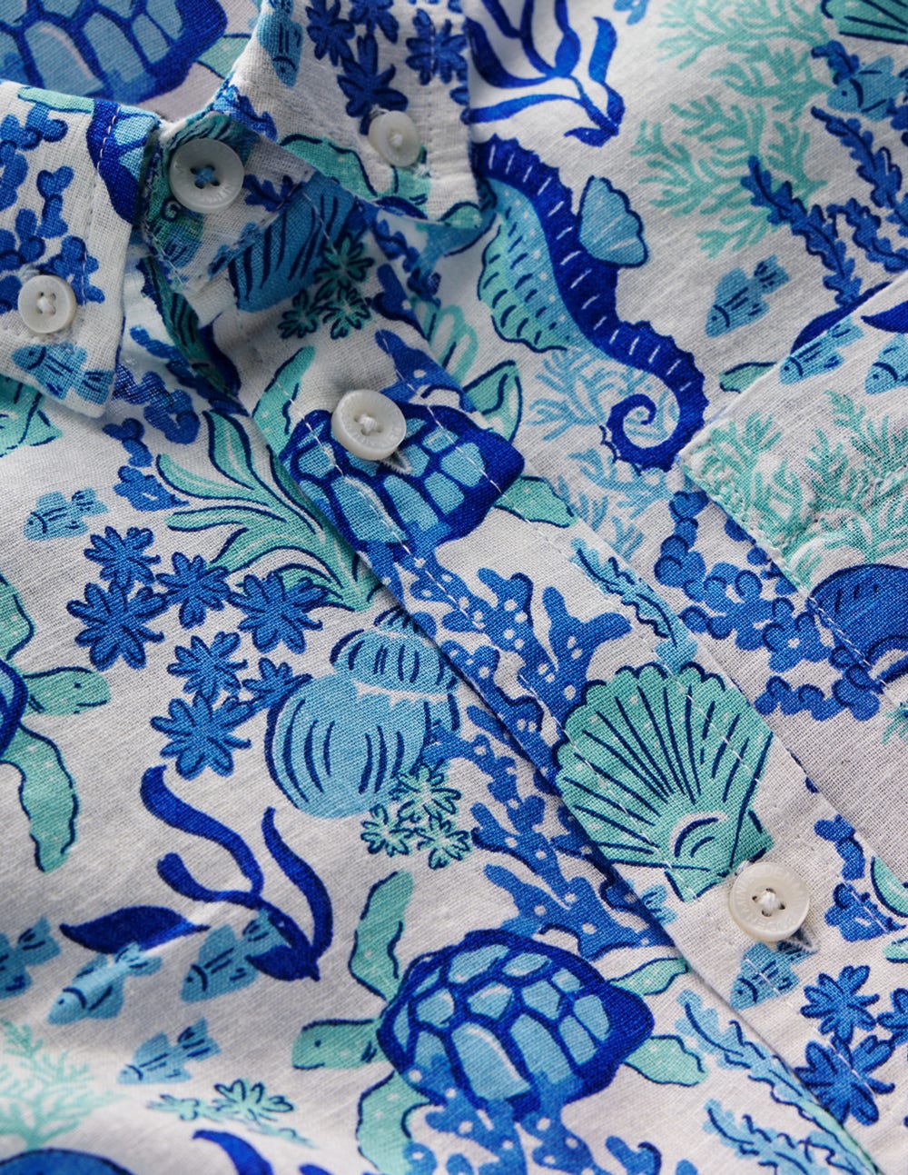 Cotton Linen Shirt-Blue Coral Cove - Image 3