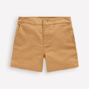 Cotton Linen Shorts-Hazelnut Brown