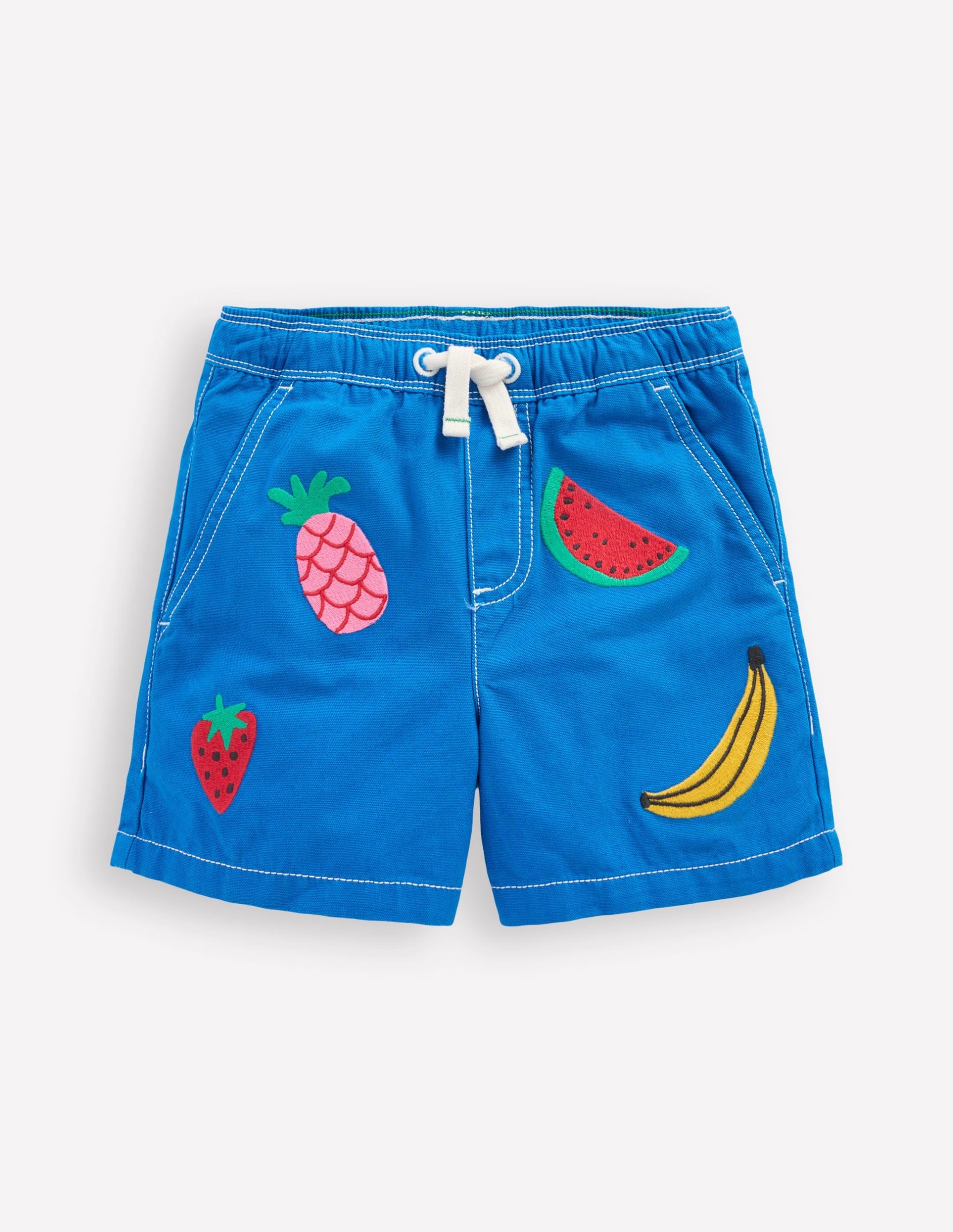 Pull-On Cotton Shorts-Fruit Embroidery - Image 2