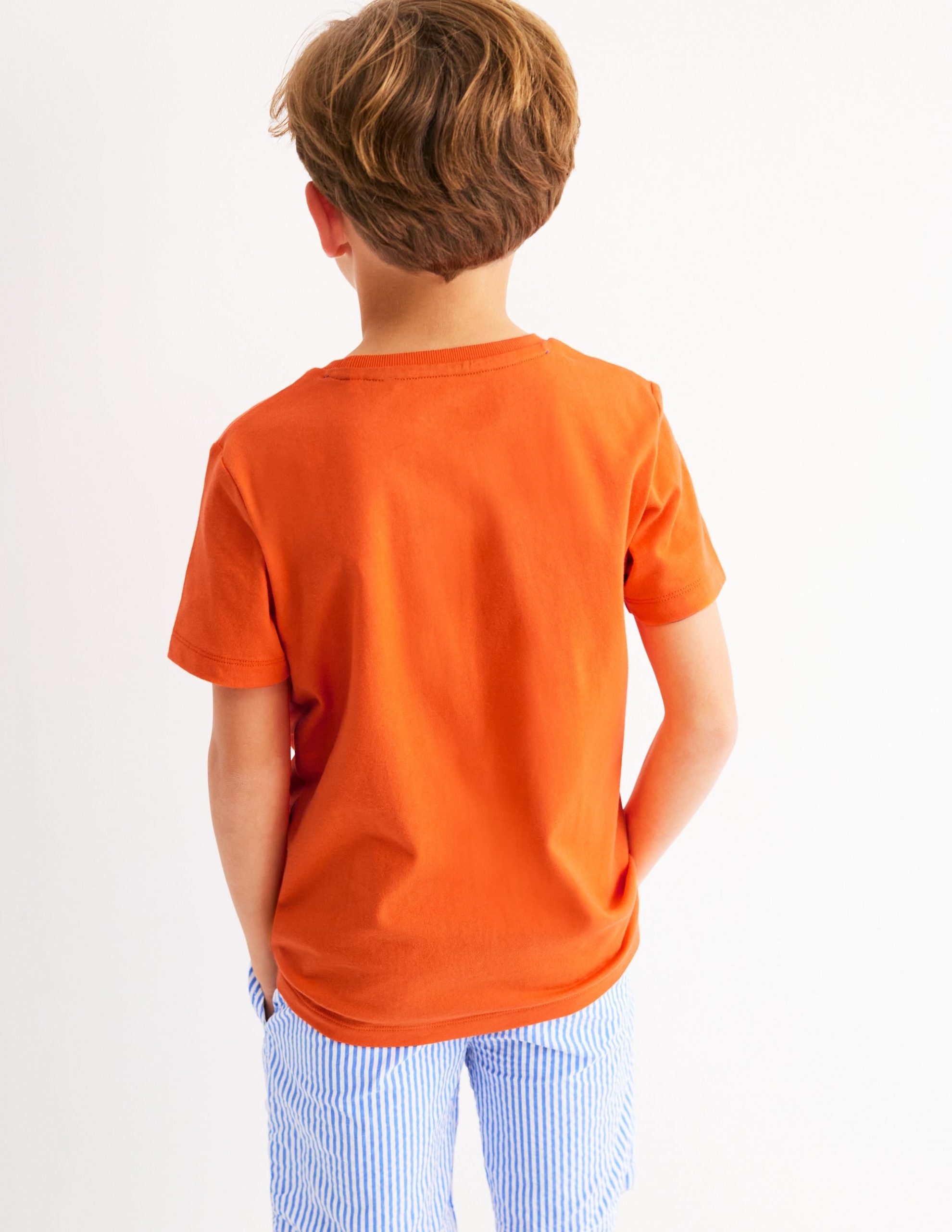 Chain Stitch T-Shirt-Hot Coral tiger - Image 3