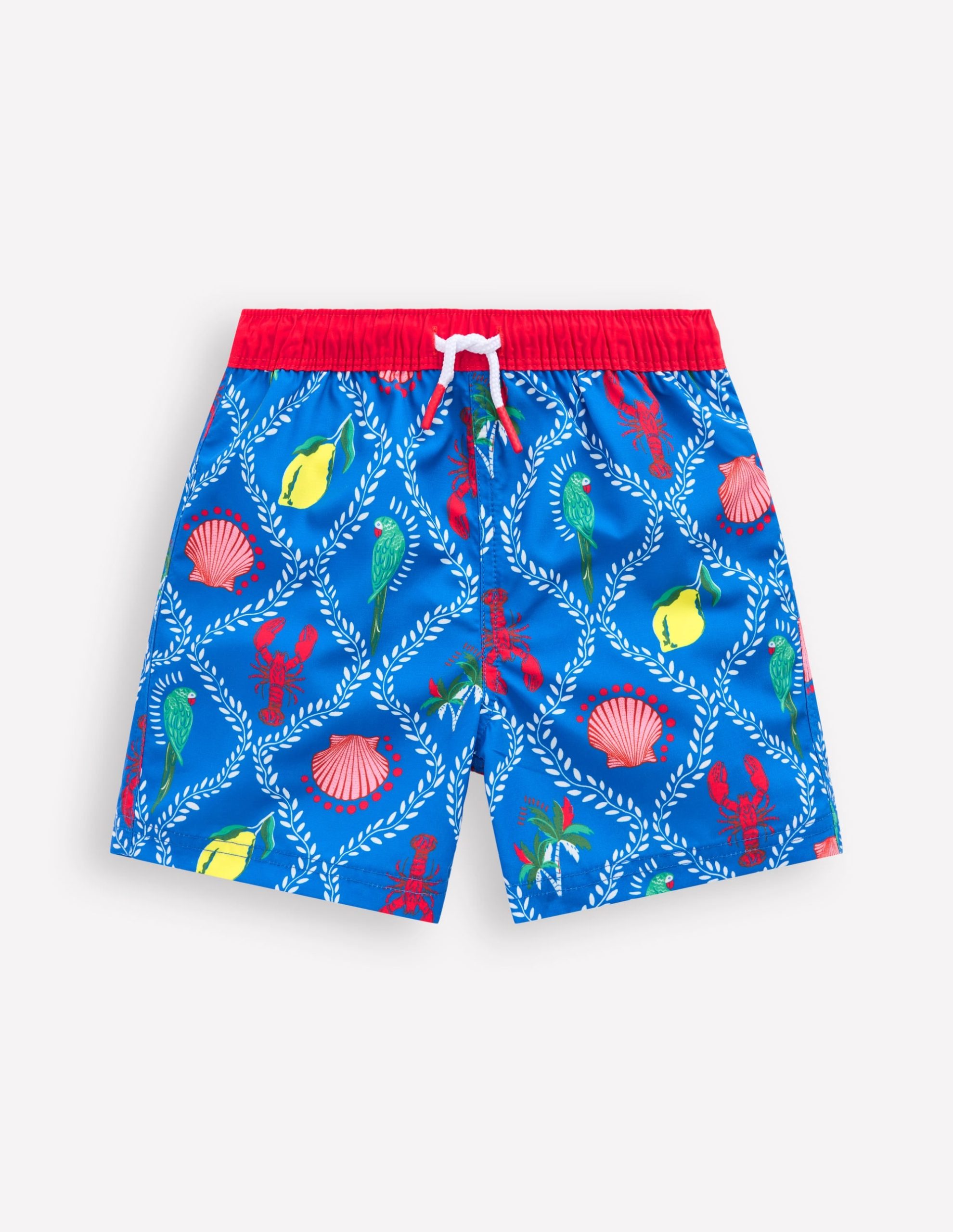 Swim Shorts-Bright Blue Tropical Tile - Image 2