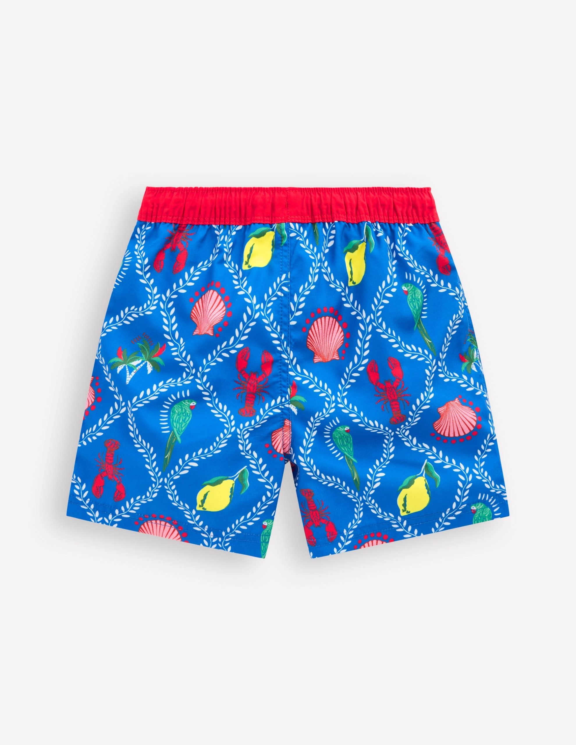 Swim Shorts-Bright Blue Tropical Tile - Image 3