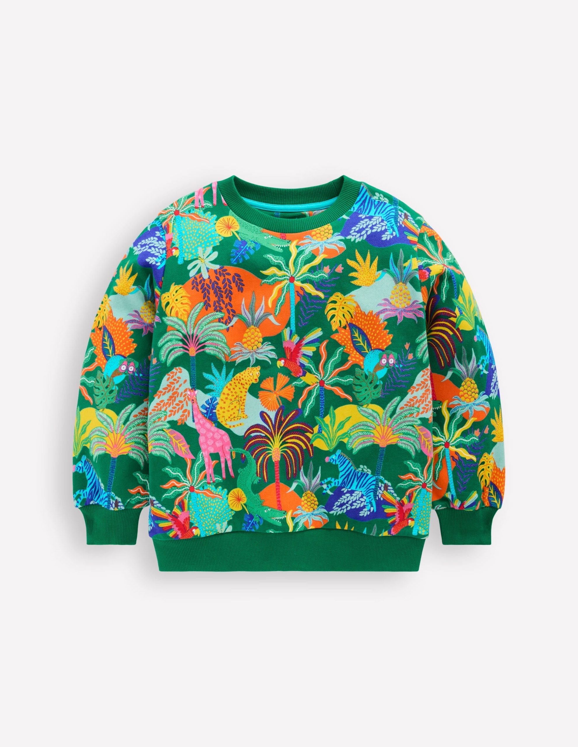 Printed Sweatshirt-Green Multi Jungle