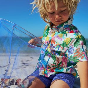 Cotton Linen Shirt-Ivory Multi Jungle