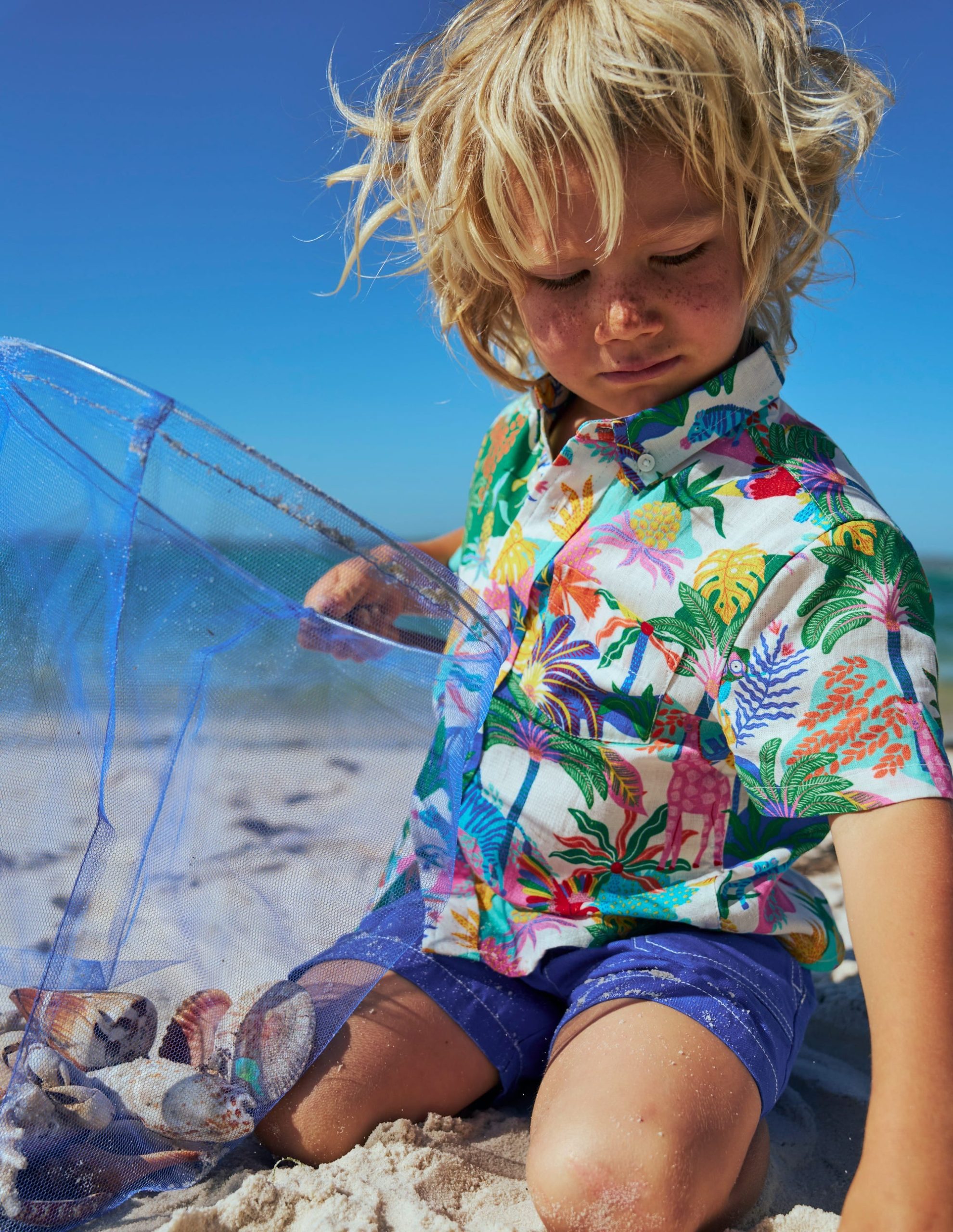 Cotton Linen Shirt-Ivory Multi Jungle