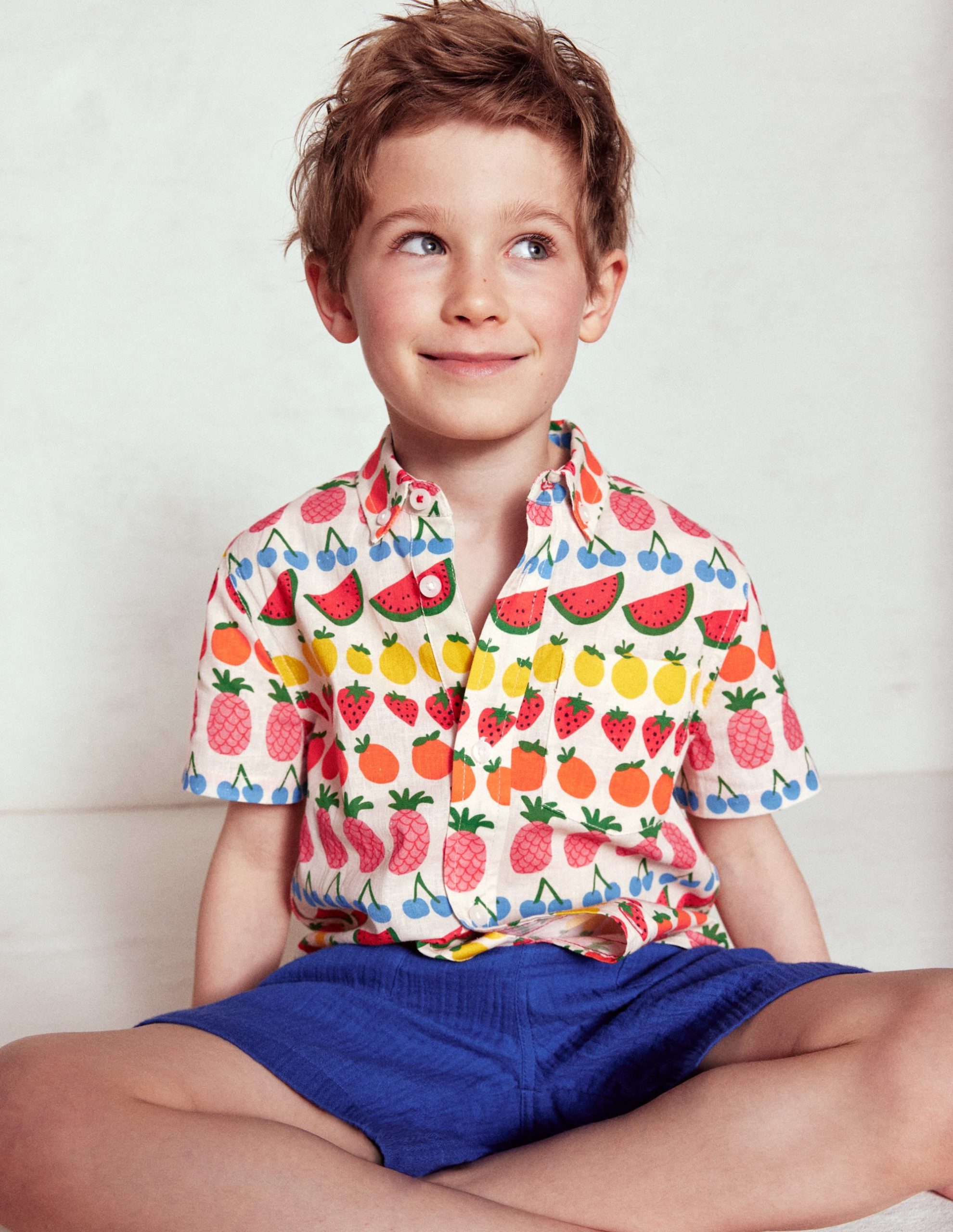 Cotton Linen Shirt-Fruit Stripe