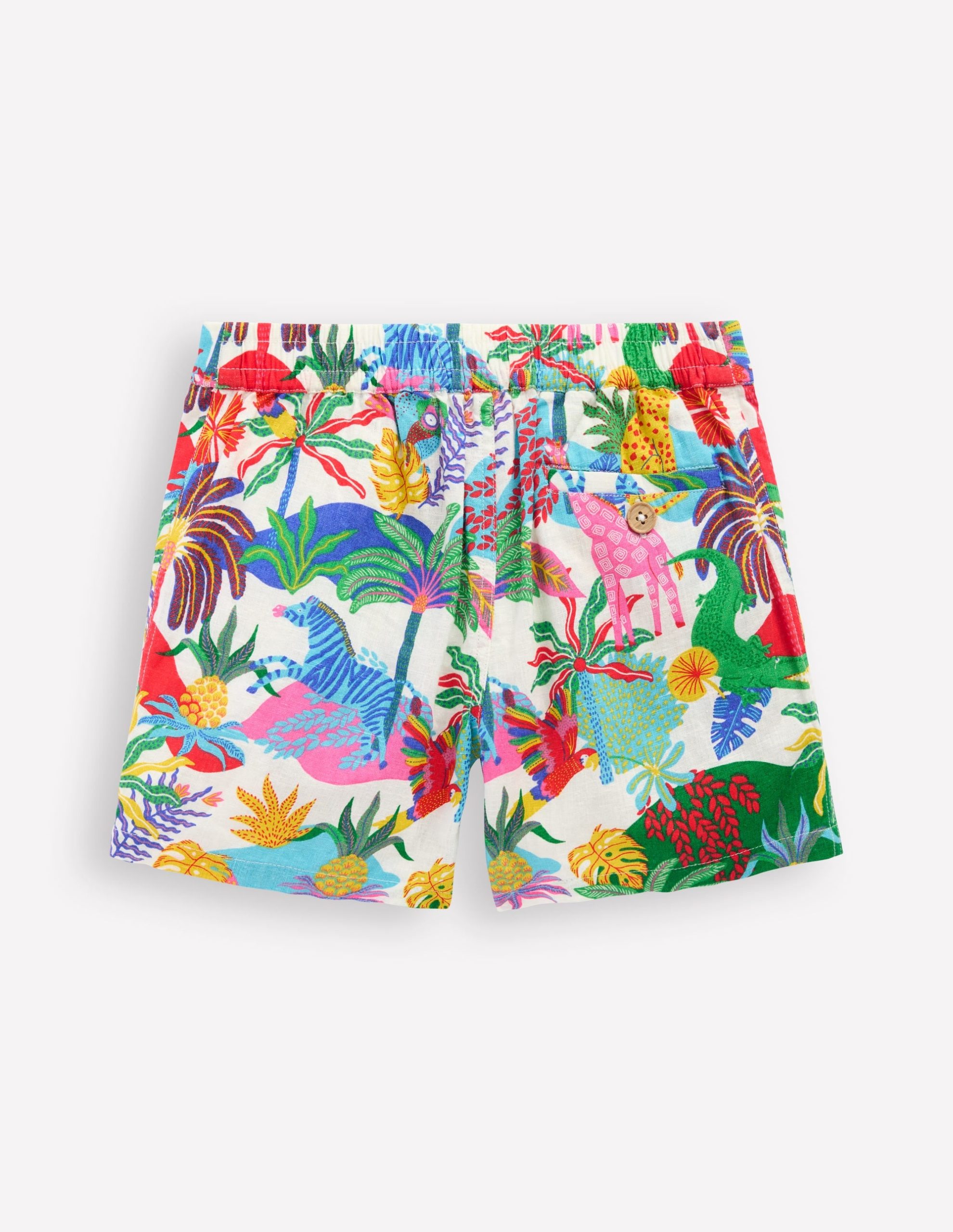 Cotton Linen Shorts-Ivory Multi Jungle - Image 3