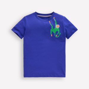 Front & Back Graphic T-shirt-Bright Blue Jungle Animals
