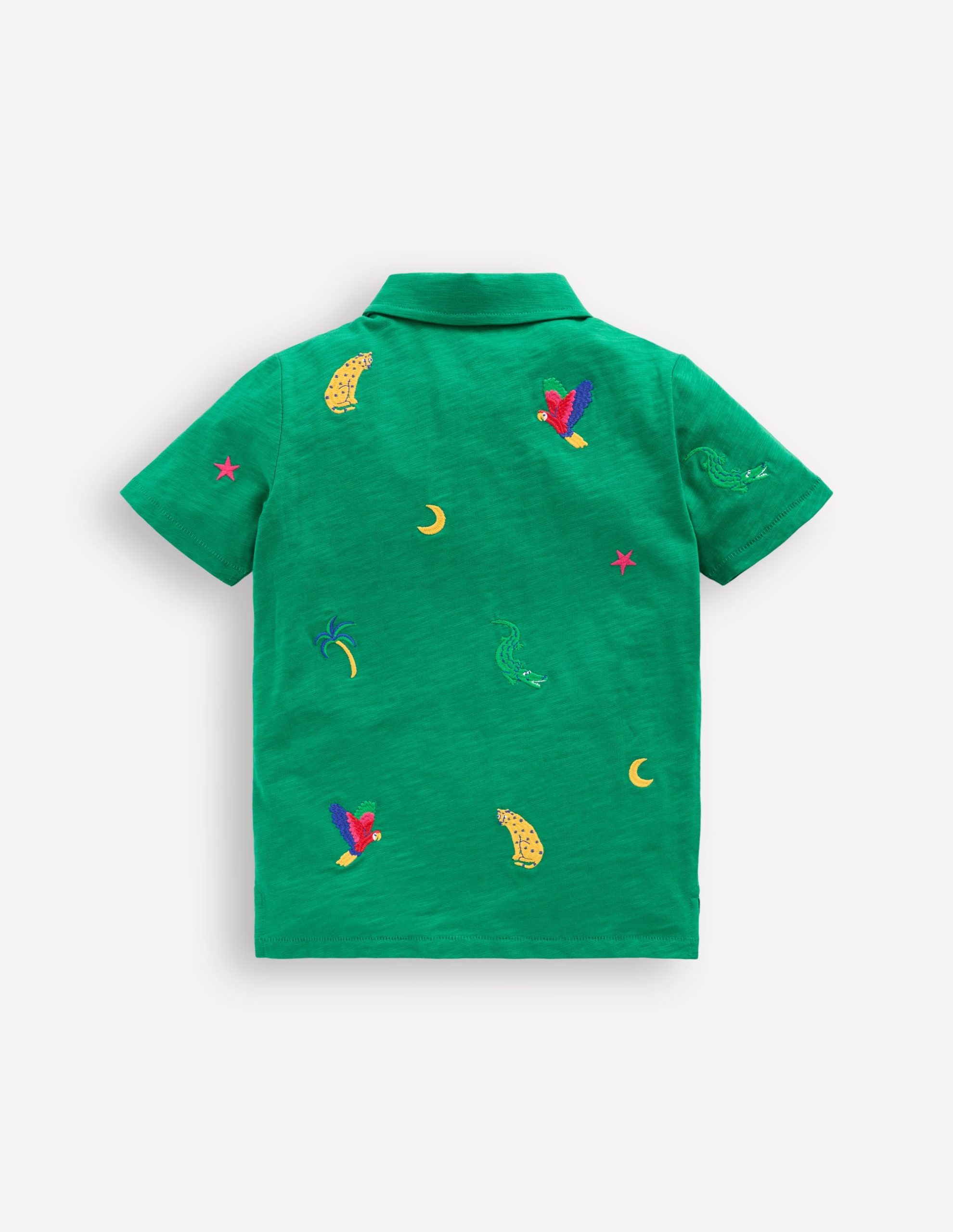 Embroidered Slub Polo Shirt-Shady Green Jungle - Image 2