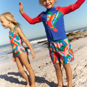 Logo Rash Vest-Multi Rainbow Parrot