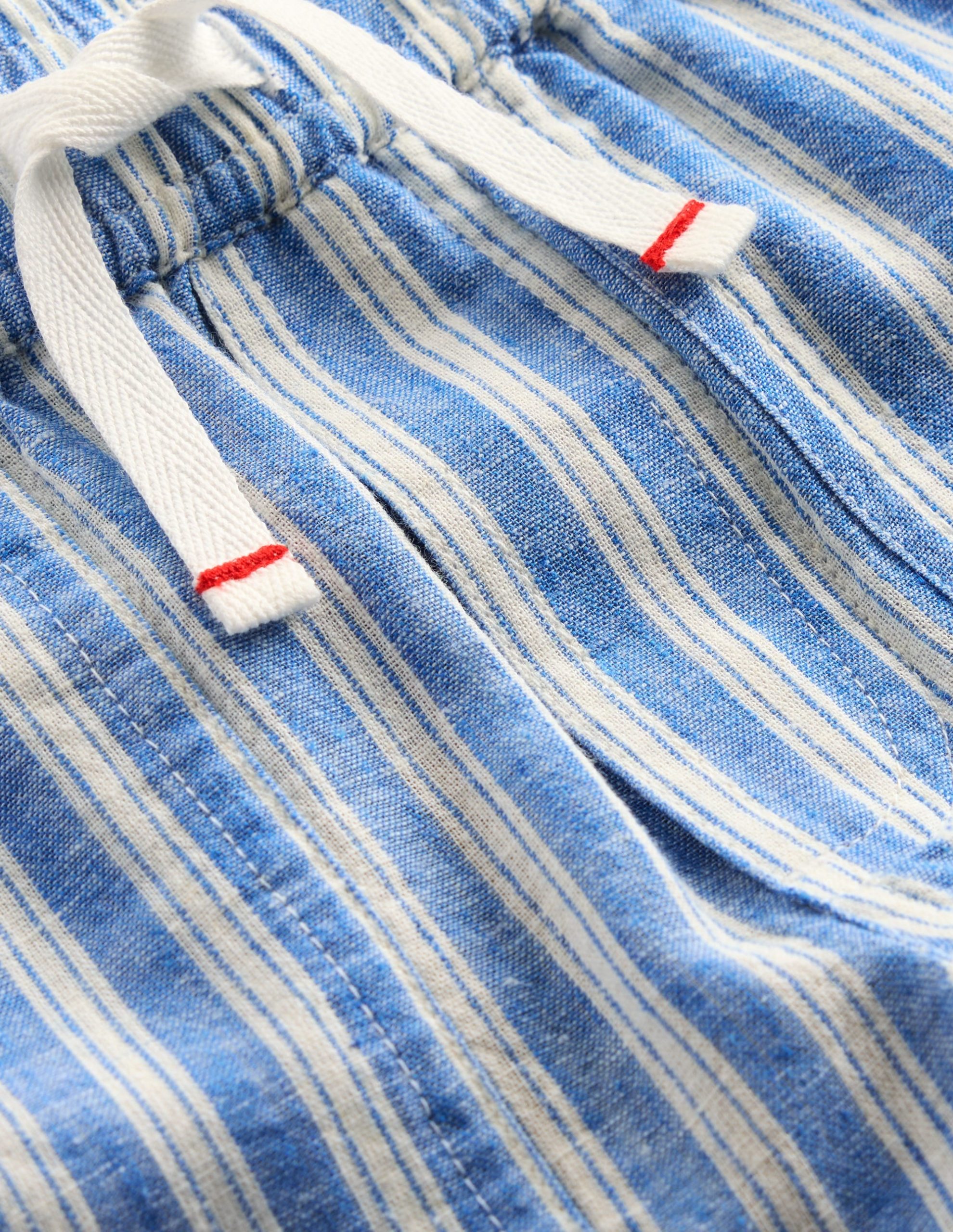 Cotton Linen Pull-On Pants-Blue Ticking - Image 3