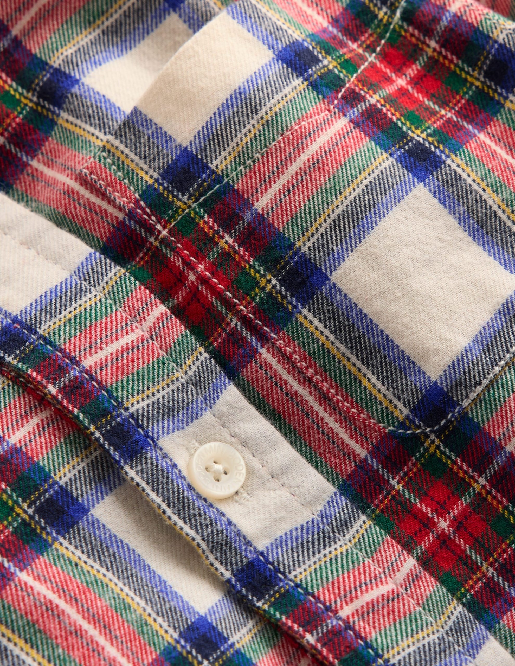 Cosy Cotton Check Shirt-Ivory and Red Check - Image 4
