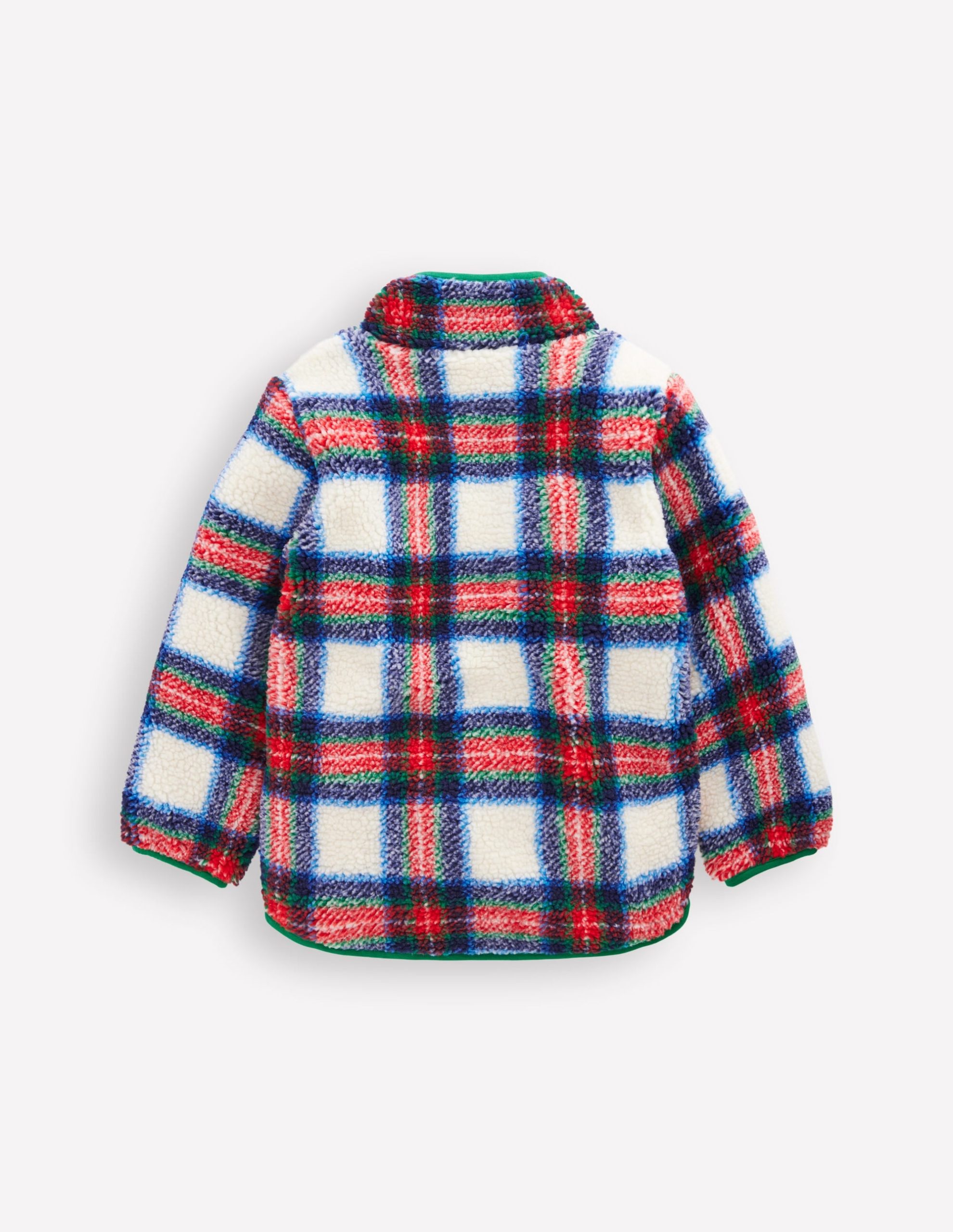 Cosy Borg Jacket-Ivory. Blue and Red Check - Image 3