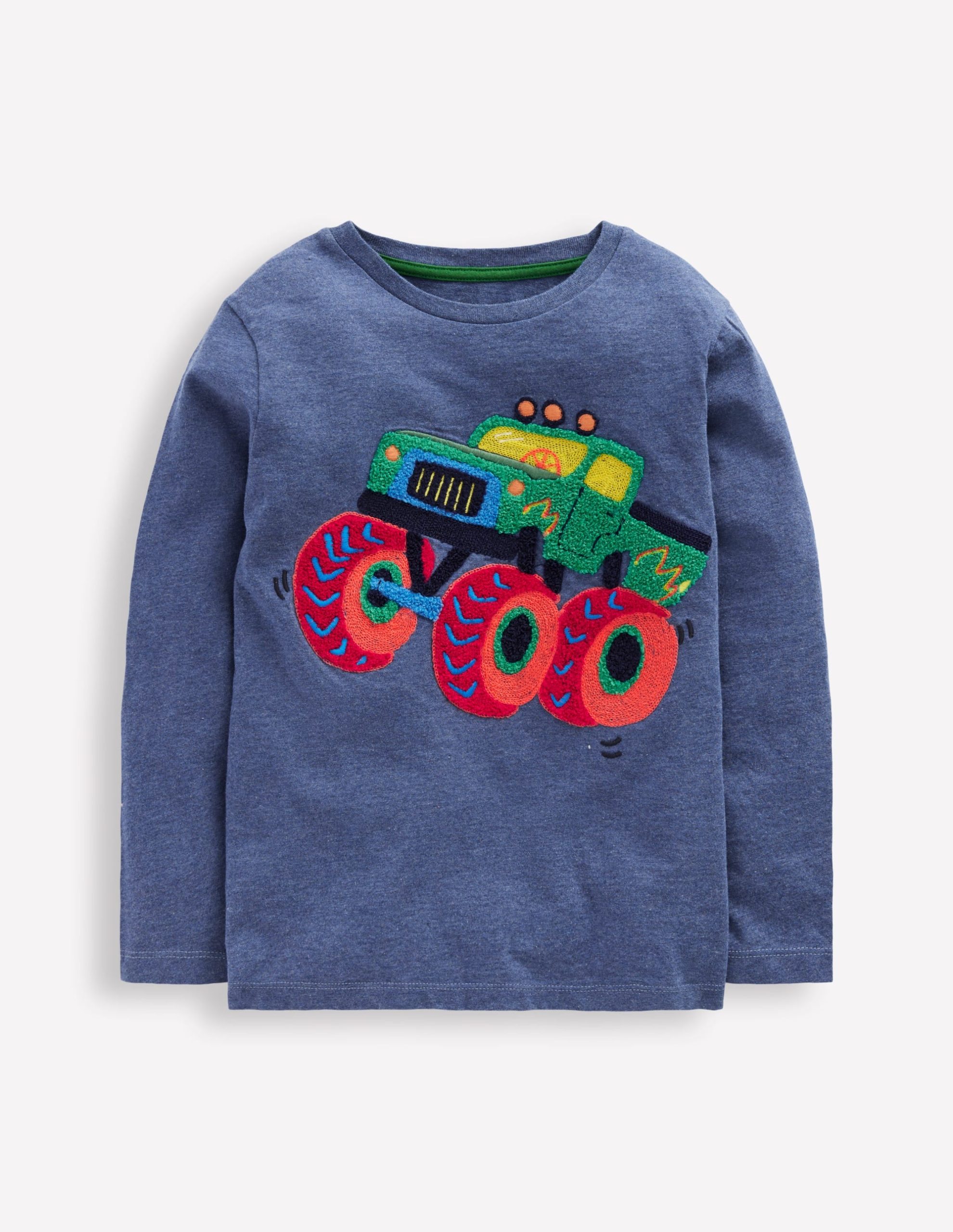 Long Sleeve Boucl?? T-shirt-Denim Marl Monster Truck