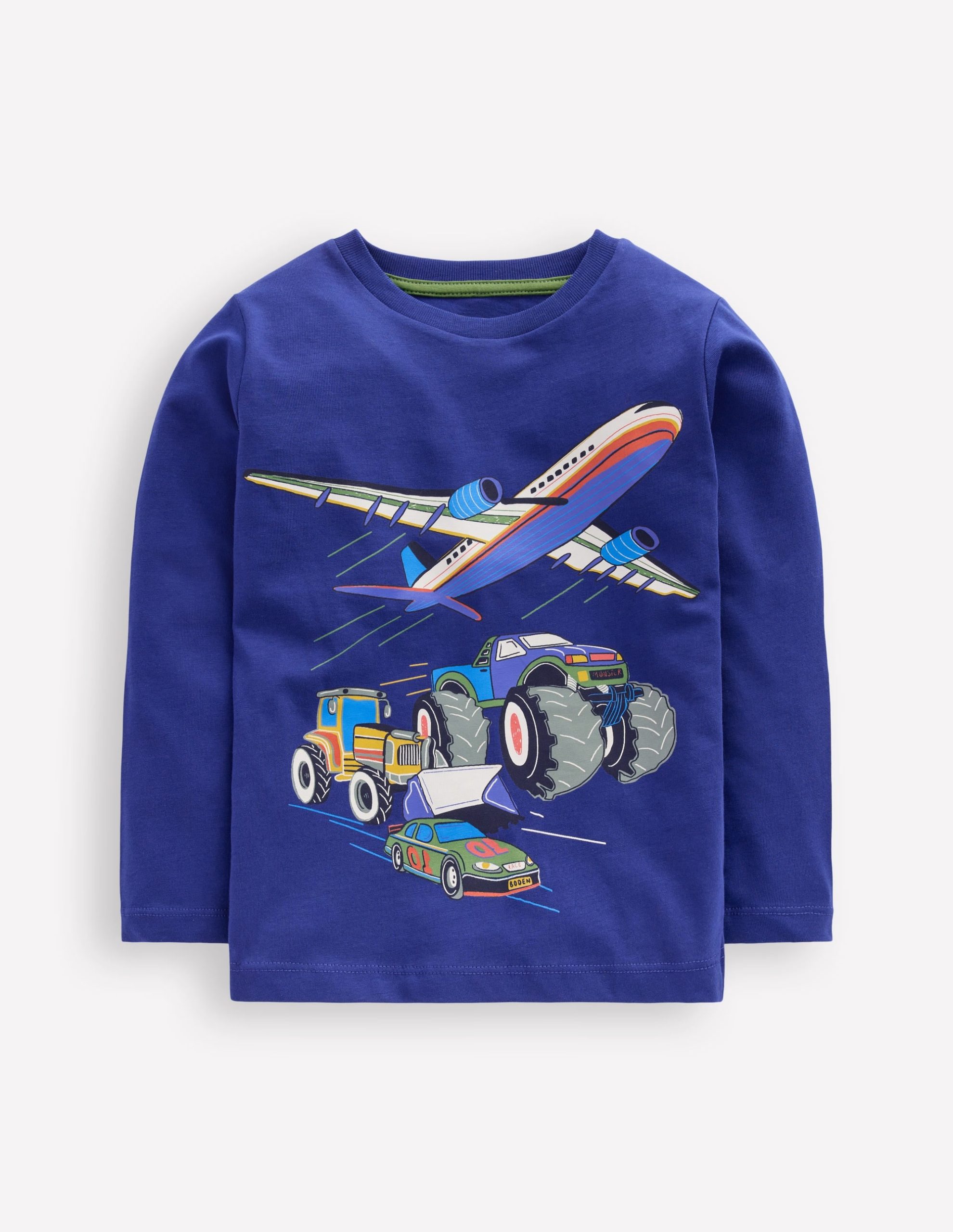 Long Sleeve Printed T-shirt-Sapphire Blue Vehicles - Image 3