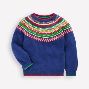 Fair Isle Jumper-Sapphire Blue Multi