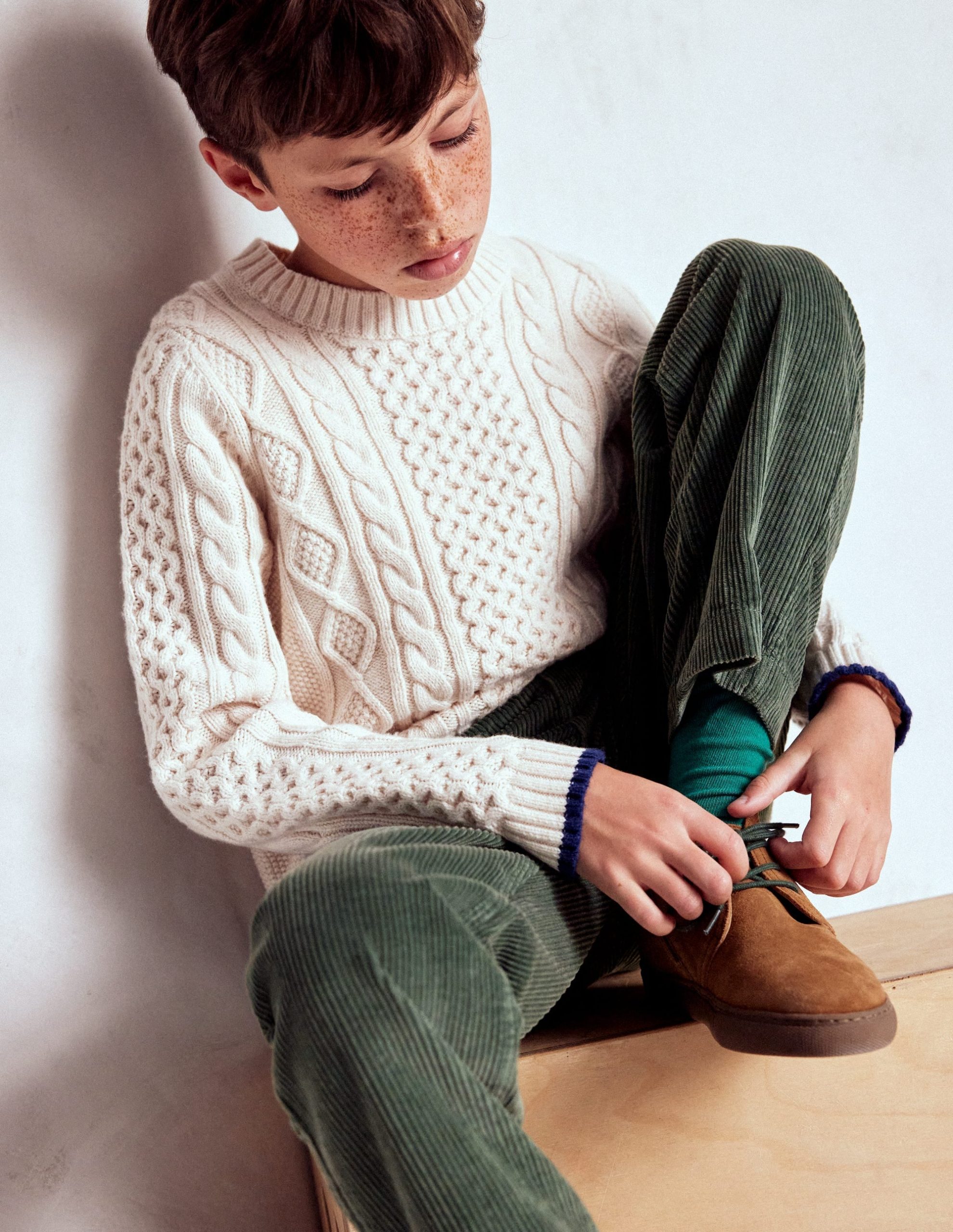 Heritage Cable Jumper-Ecru Marl - Image 3