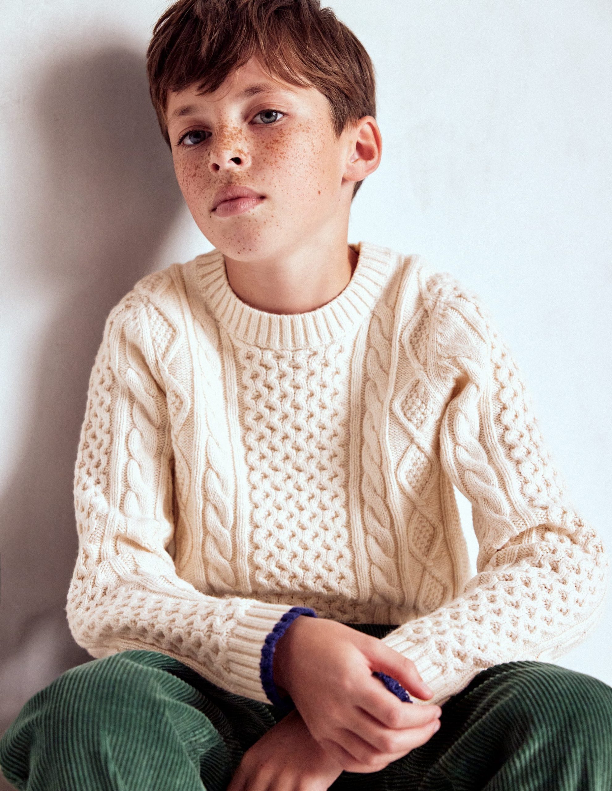 Heritage Cable Jumper-Ecru Marl - Image 5