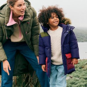 Fleece Lined Padded Coat-Navy Colourblock