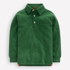 Long Sleeve Slub Polo-Pine Green