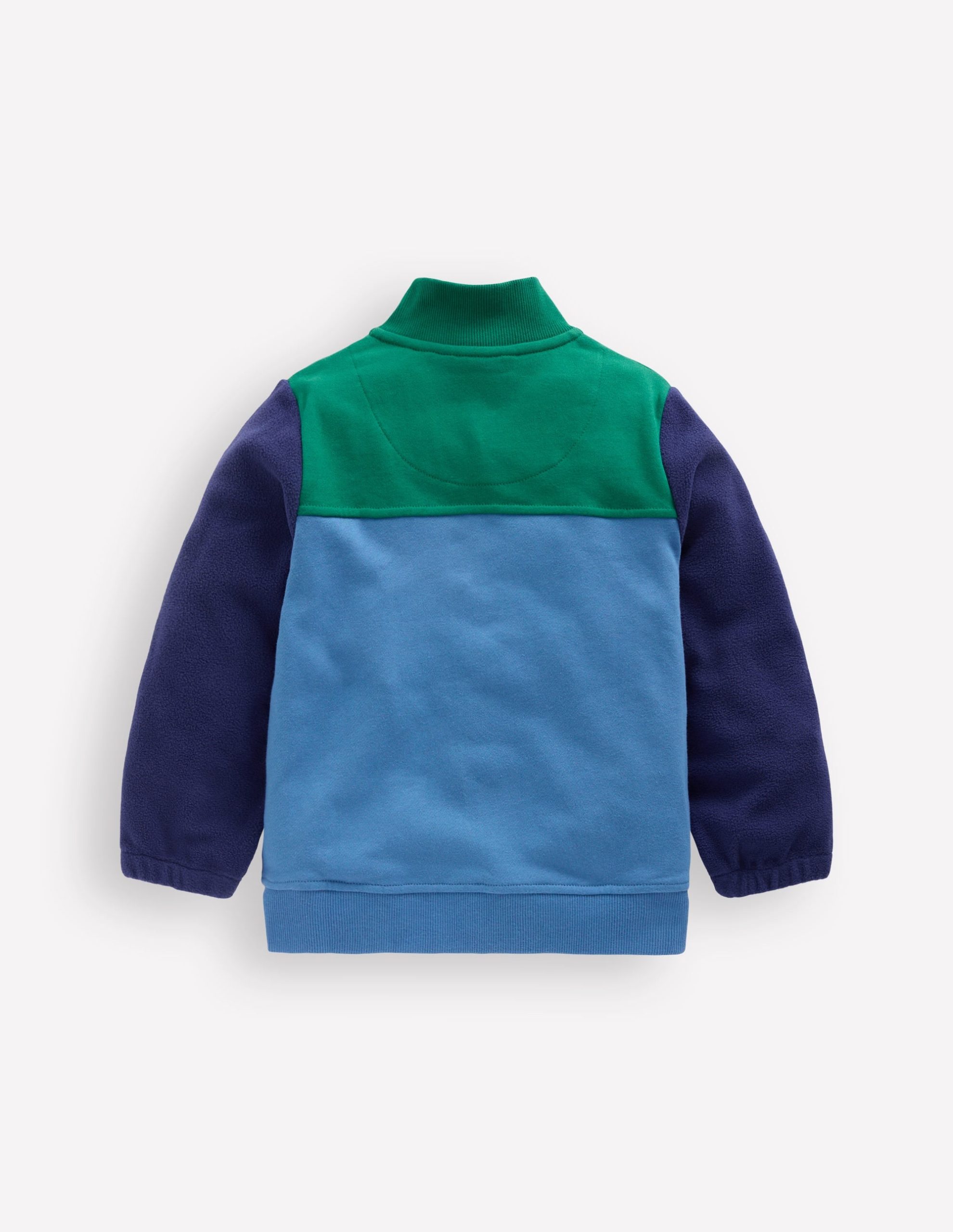 Cosy Zip Through Sweatshirt-Blue River Colourblock - Image 2