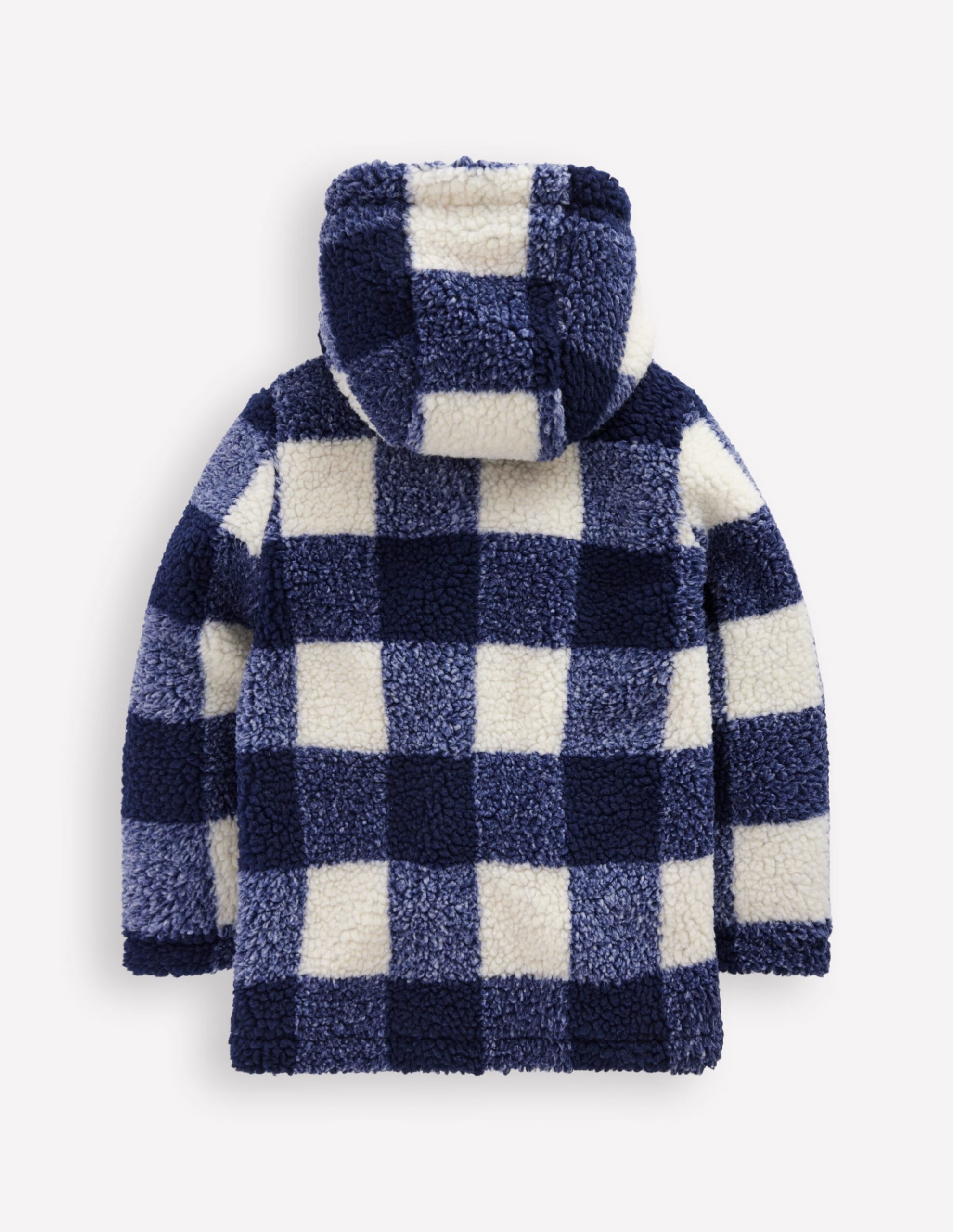 Borg Duffle Coat-Navy Gingham - Image 2
