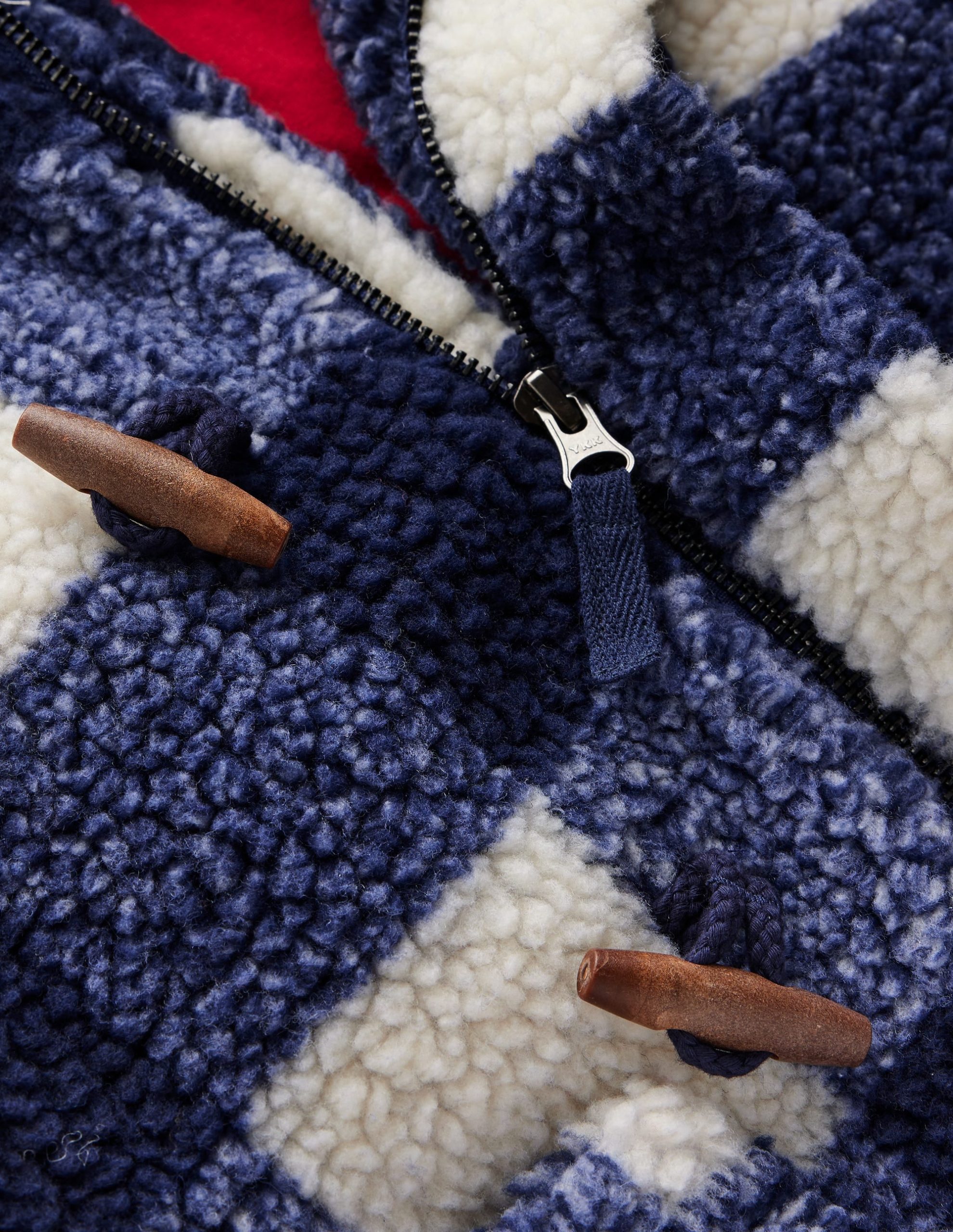 Borg Duffle Coat-Navy Gingham - Image 4