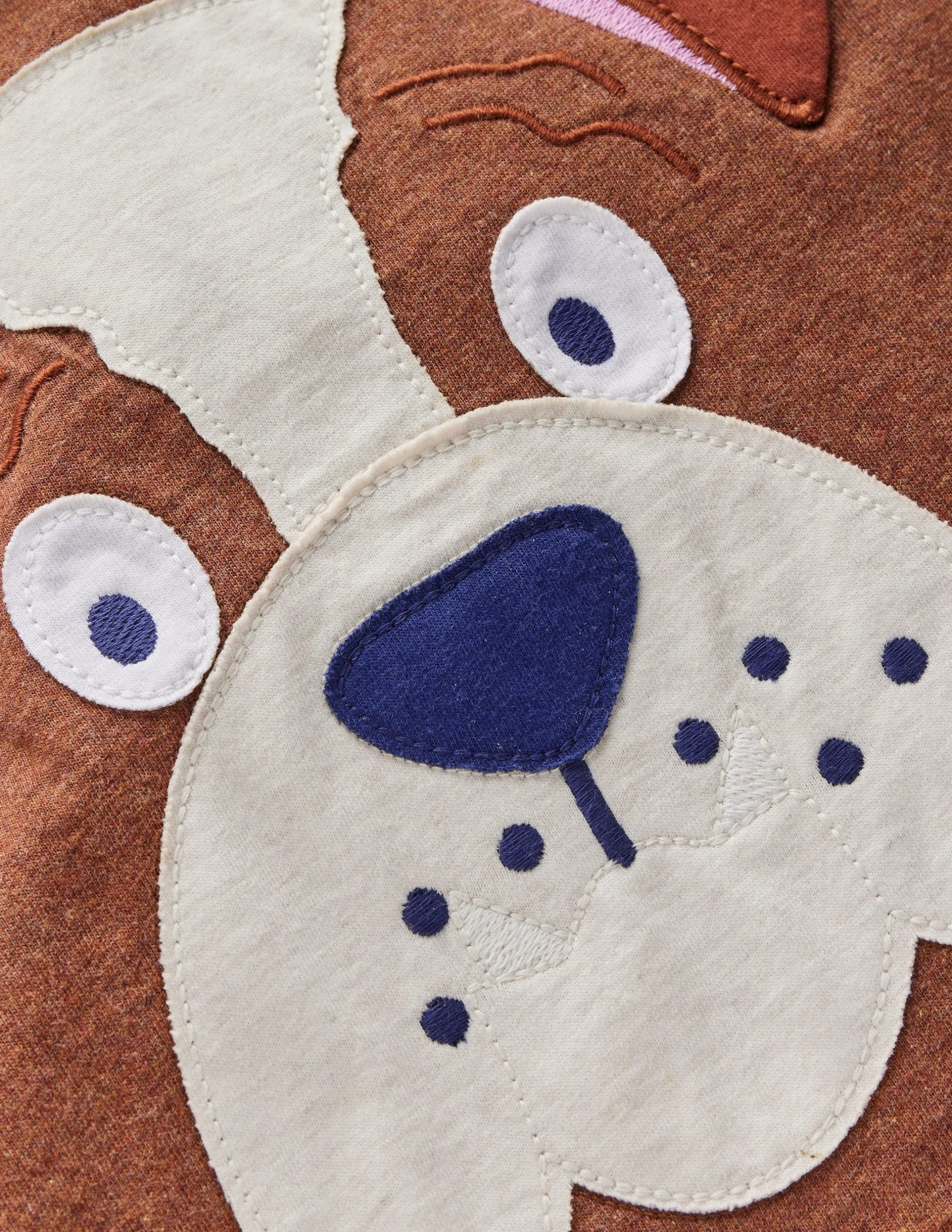 Fun Applique T-Shirt-Brown Marl Bulldog - Image 4