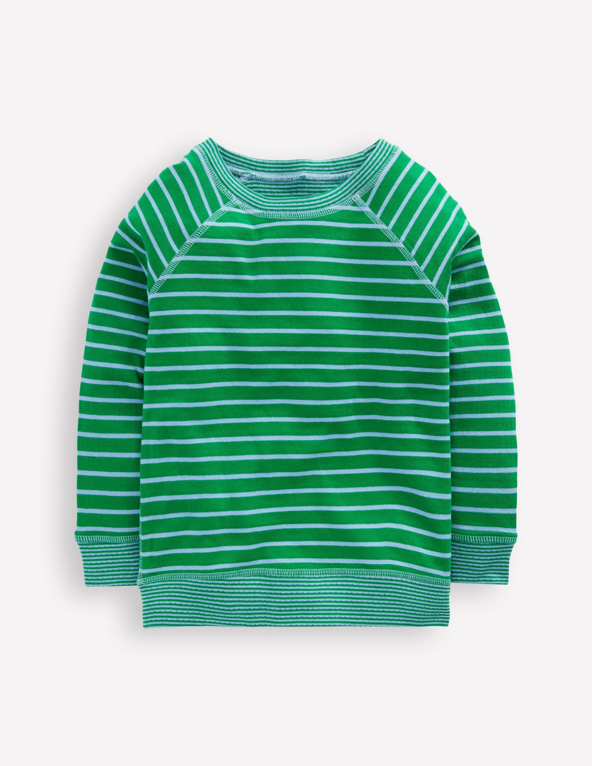Reversible Long Sleeve T-Shirt-GREEN TAMBOURINE / BLUE