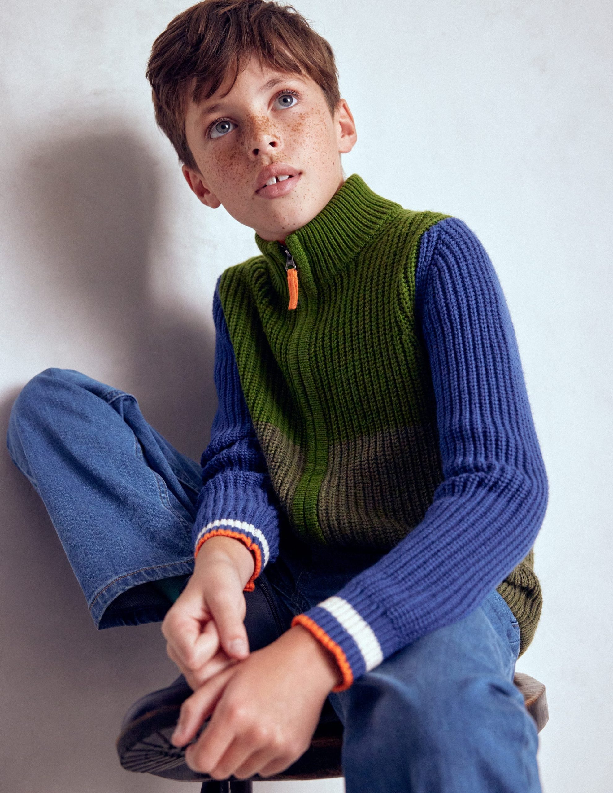 Chunky Zip-Through Jumper-Green