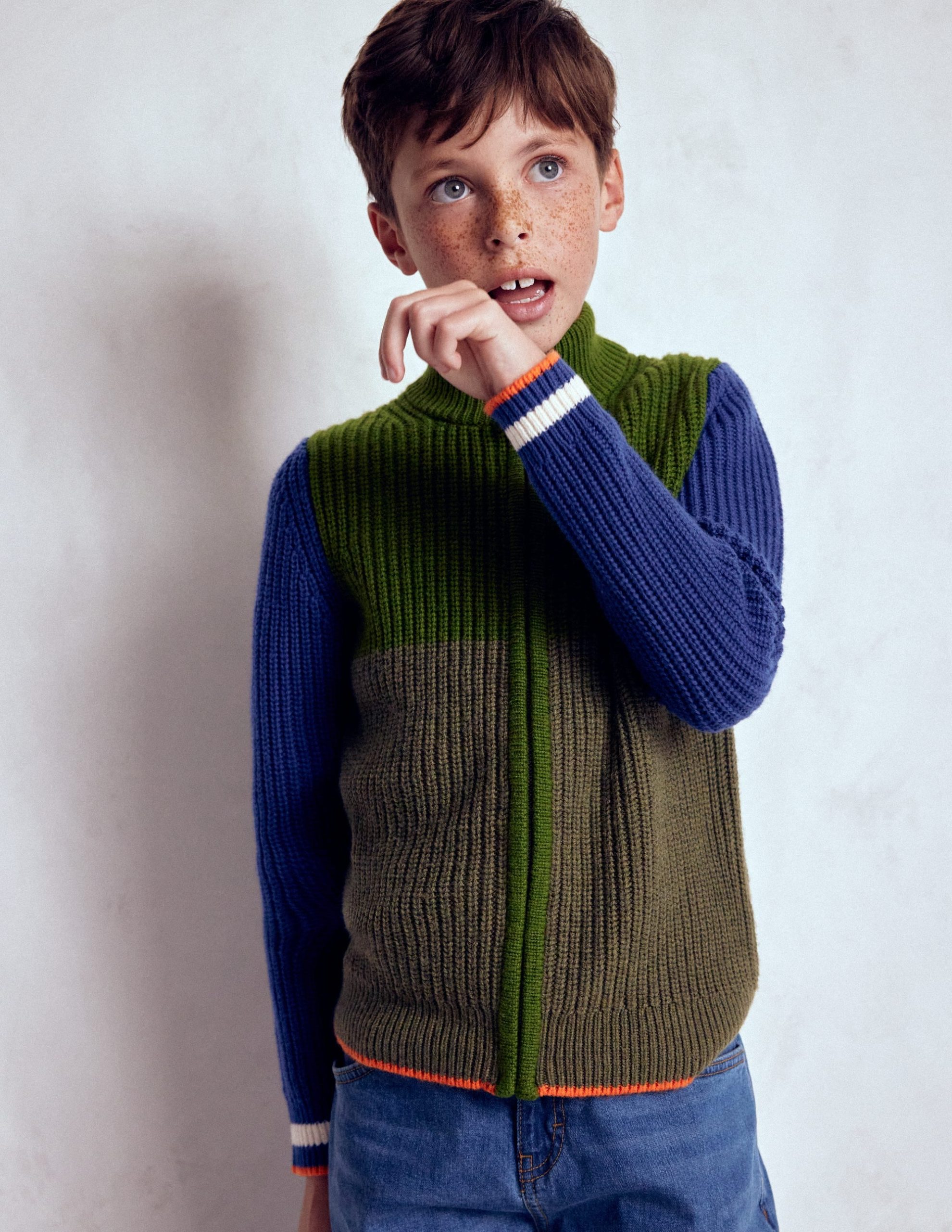 Chunky Zip-Through Jumper-Green - Image 3