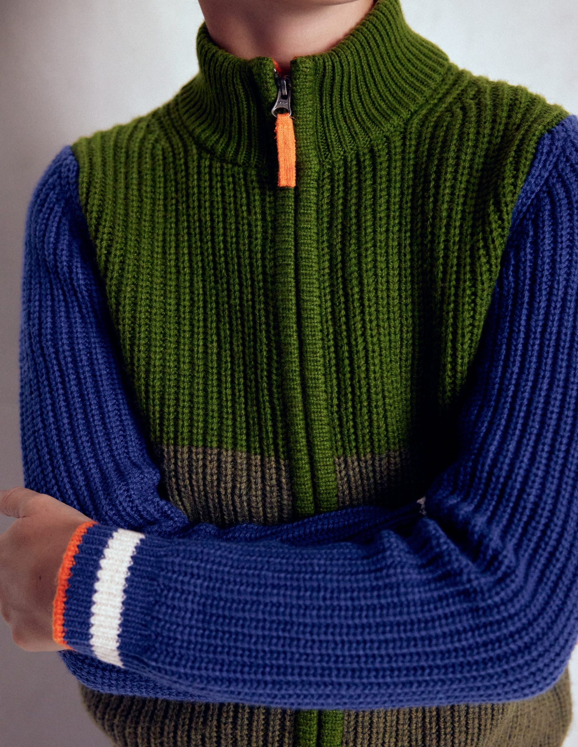 Chunky Zip-Through Jumper-Green - Image 5