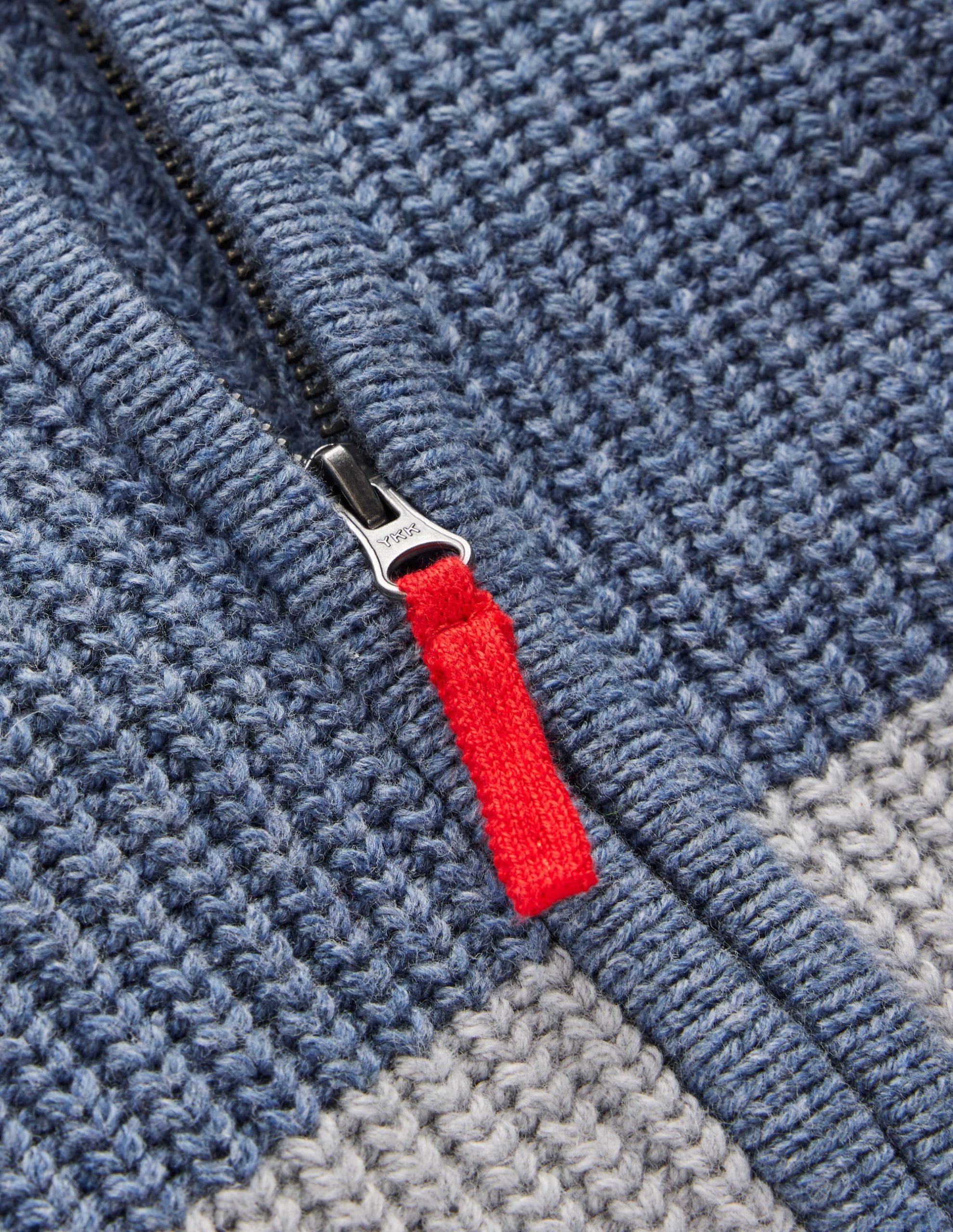 Chunky Zip-Through Jumper-Grey Marl Colour Block - Image 3